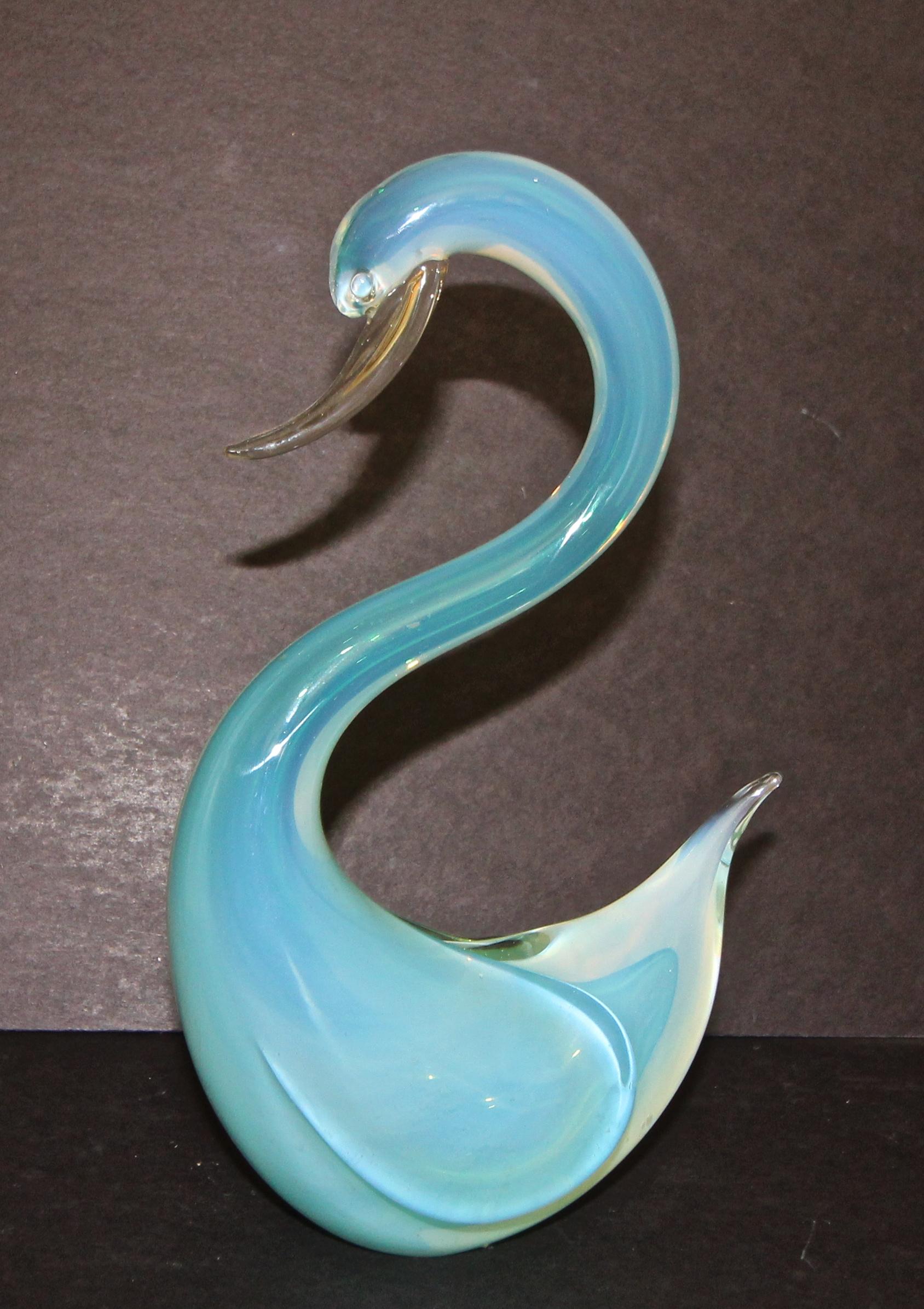 blue glass swans
