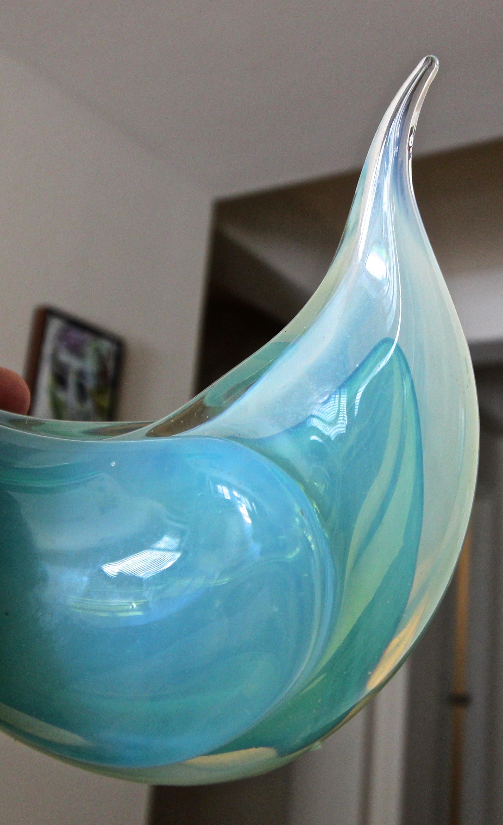Italian Large Seguso Murano, Aqua Blue Swan Figurine