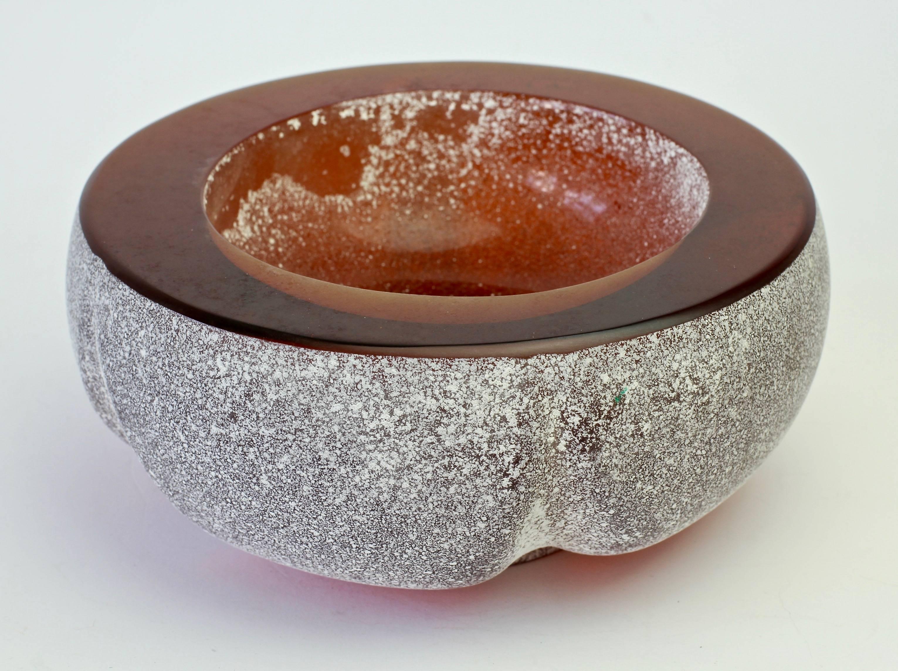 Large Seguso Vetri d'Arte Amber 'a Scavo' Murano Glass Bowl 5