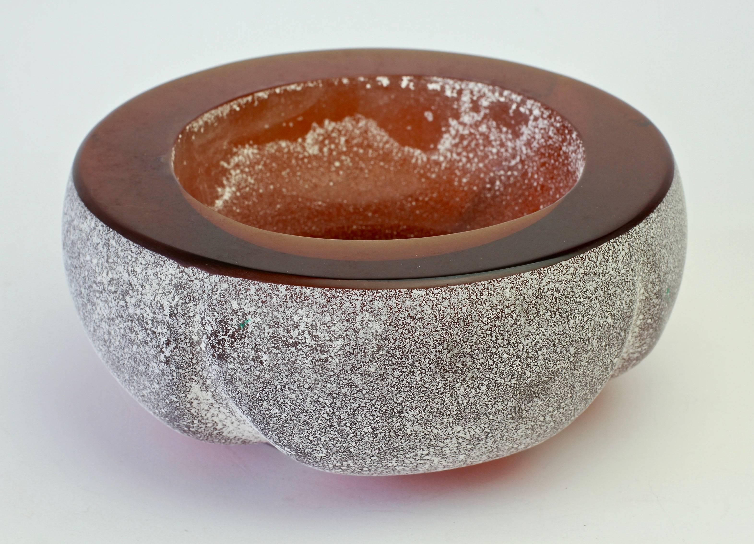 Large Seguso Vetri d'Arte Amber 'a Scavo' Murano Glass Bowl 6