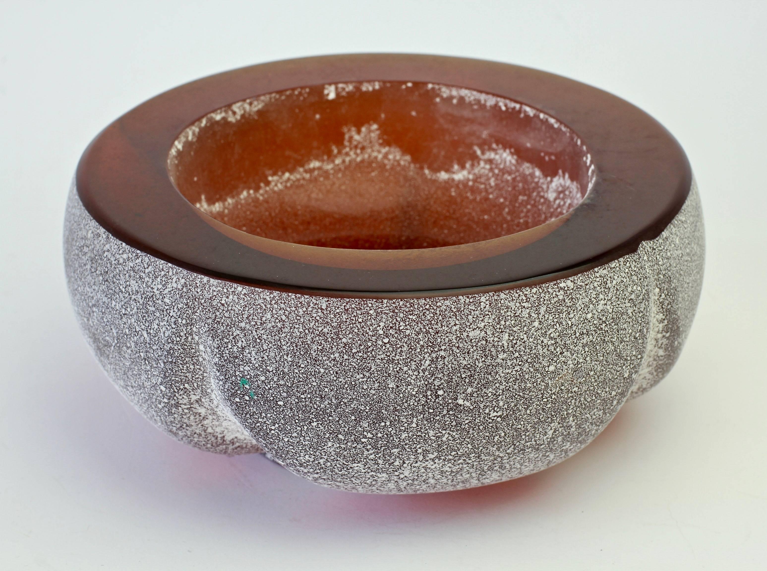 Large Seguso Vetri d'Arte Amber 'a Scavo' Murano Glass Bowl 7