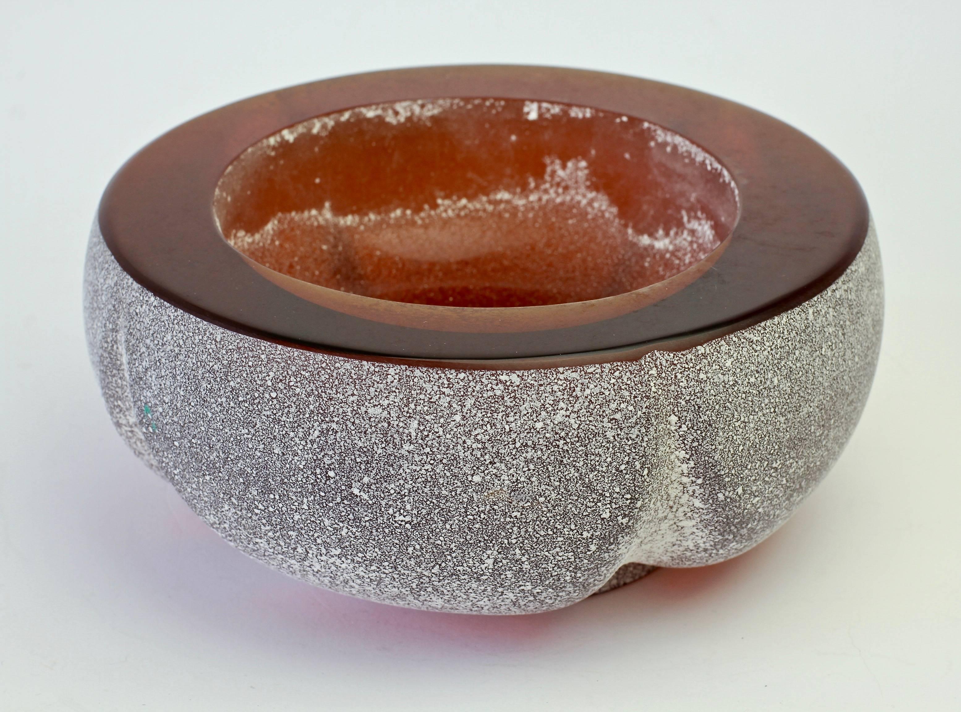 Large Seguso Vetri d'Arte Amber 'a Scavo' Murano Glass Bowl 8
