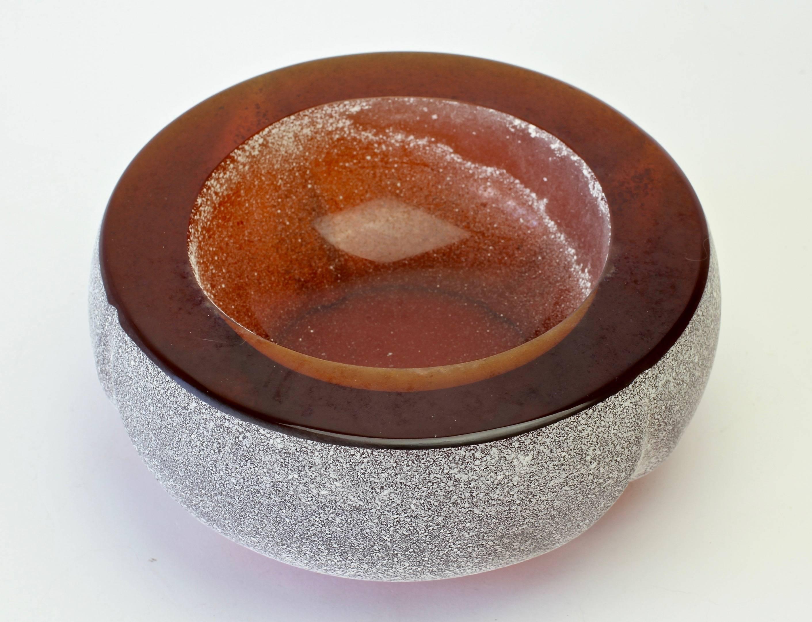 Large Seguso Vetri d'Arte Amber 'a Scavo' Murano Glass Bowl 10