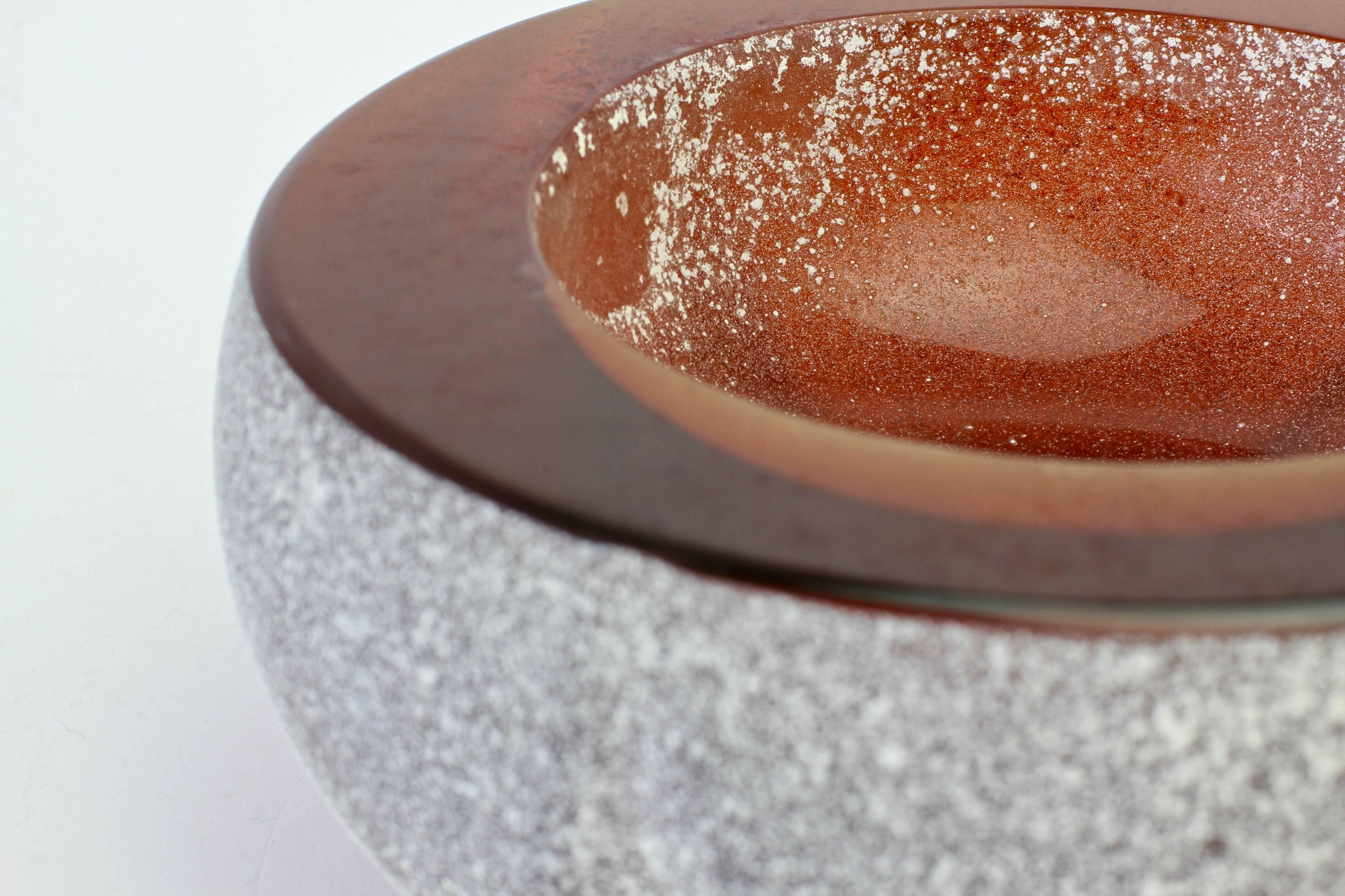 Large Seguso Vetri d'Arte Amber 'a Scavo' Murano Glass Bowl 11