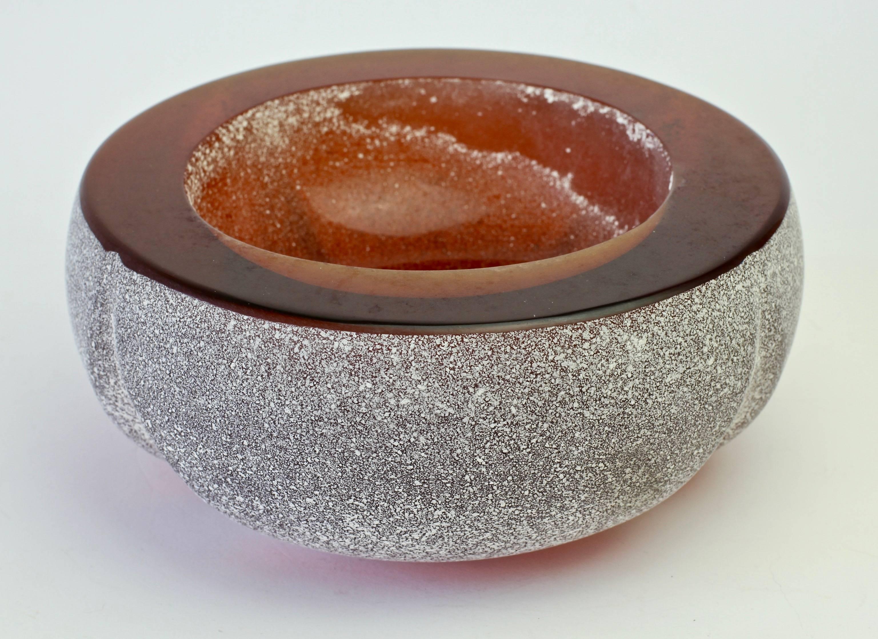 Large Seguso Vetri d'Arte Amber 'a Scavo' Murano Glass Bowl 2