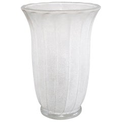 Large Seguso Vetri D’arte Murano White Scavo Glass Vase