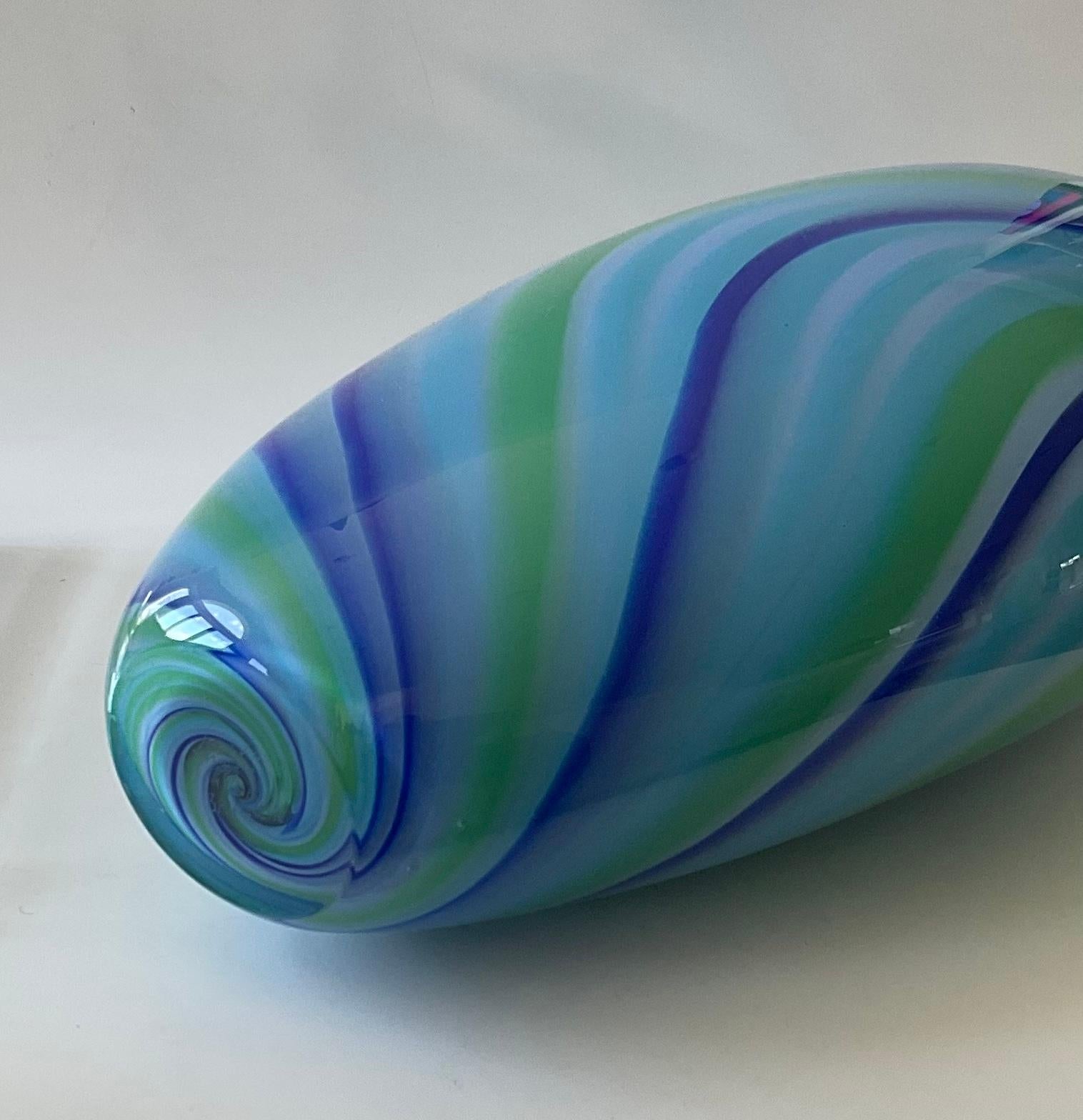 Blown Glass Large Seguso Viro Vibrant Blue Murano Glass Signed and Numbered Vase For Sale