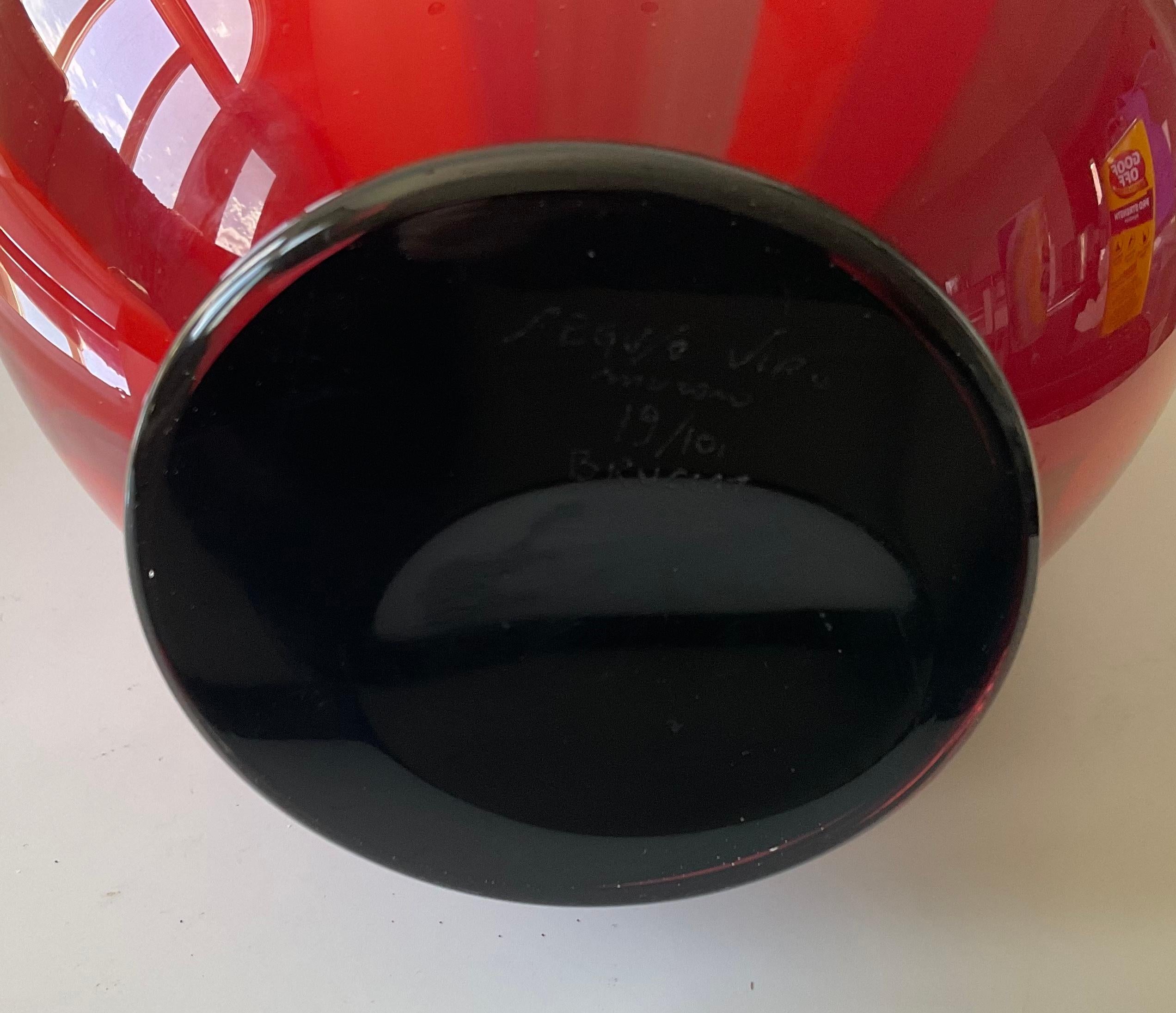 Grande vaso in vetro di Murano firmato Seguso Viro Vibrant Red Patchwork in vendita 1