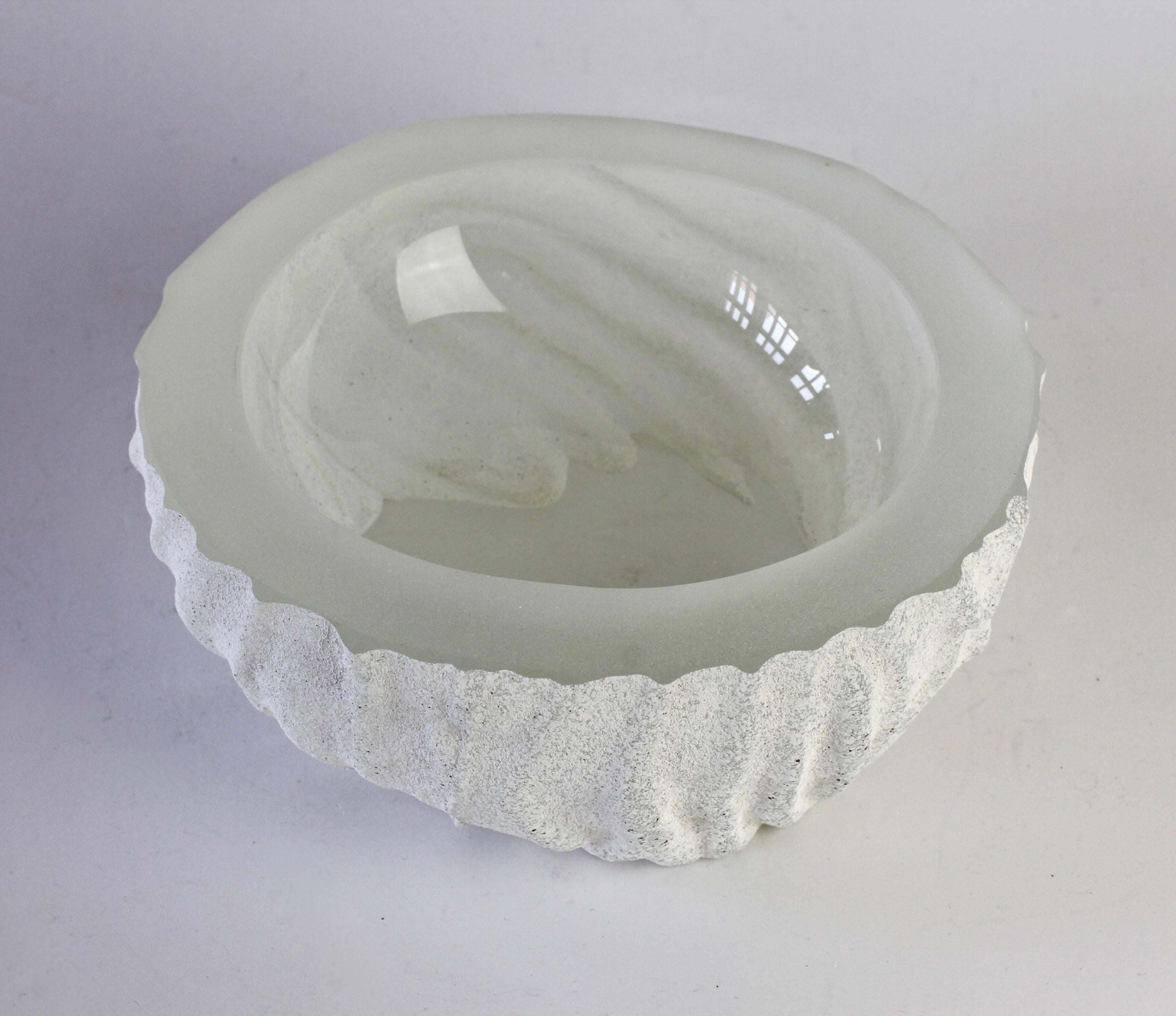 Große weiße Seguso-Murano-Glasschale 