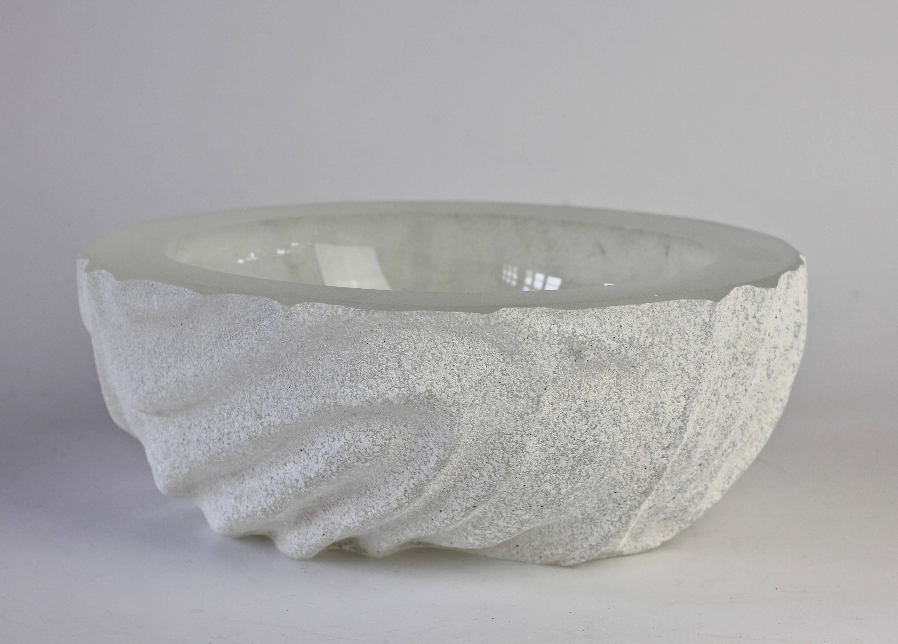 Italian Large Seguso White 'a Scavo' Murano Glass Bowl Attributed to Maurizio Albarelli For Sale