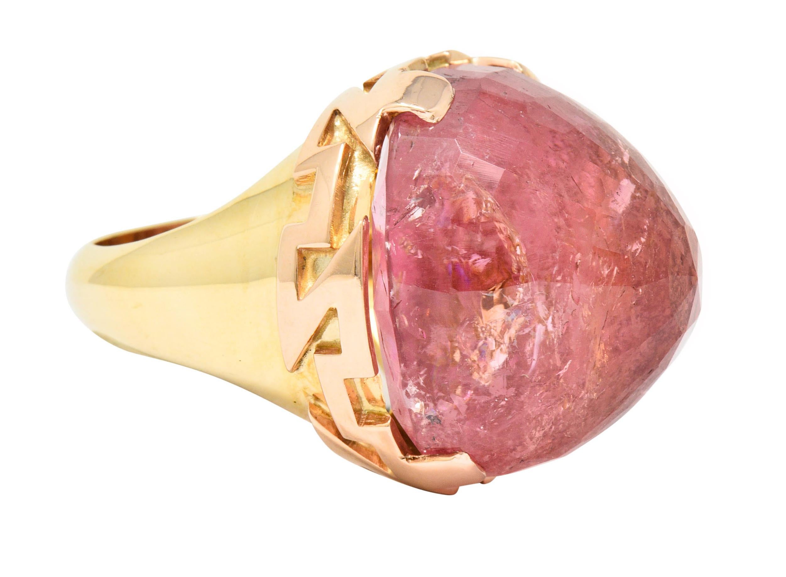 Contemporary Large SeidenGang Pink Tourmaline 14 Karat Gold Cocktail Ring