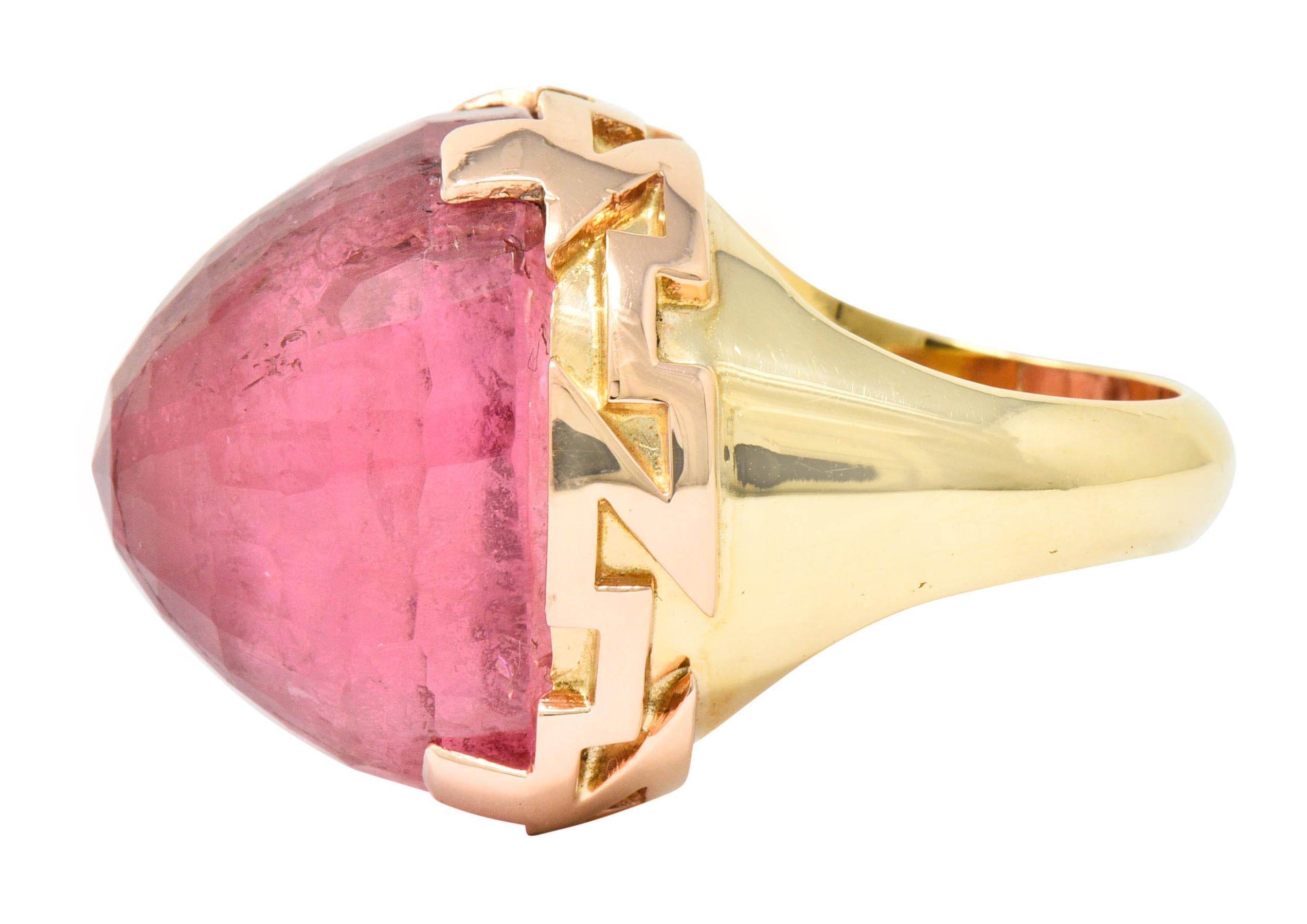 Women's or Men's Large SeidenGang Pink Tourmaline 14 Karat Gold Cocktail Ring