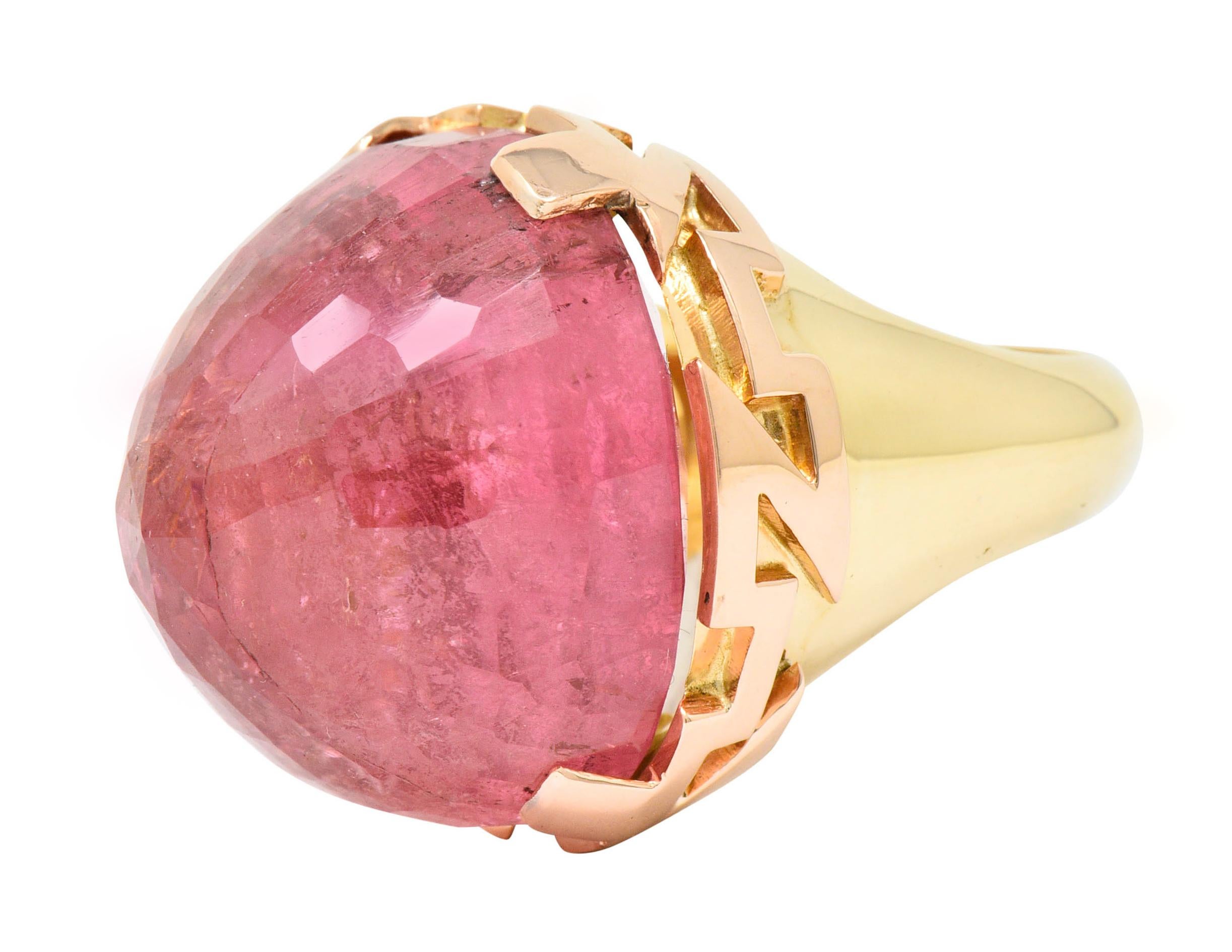 Large SeidenGang Pink Tourmaline 14 Karat Gold Cocktail Ring 1