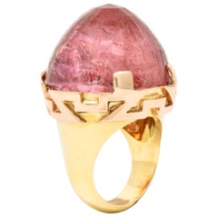 Large SeidenGang Pink Tourmaline 14 Karat Gold Cocktail Ring