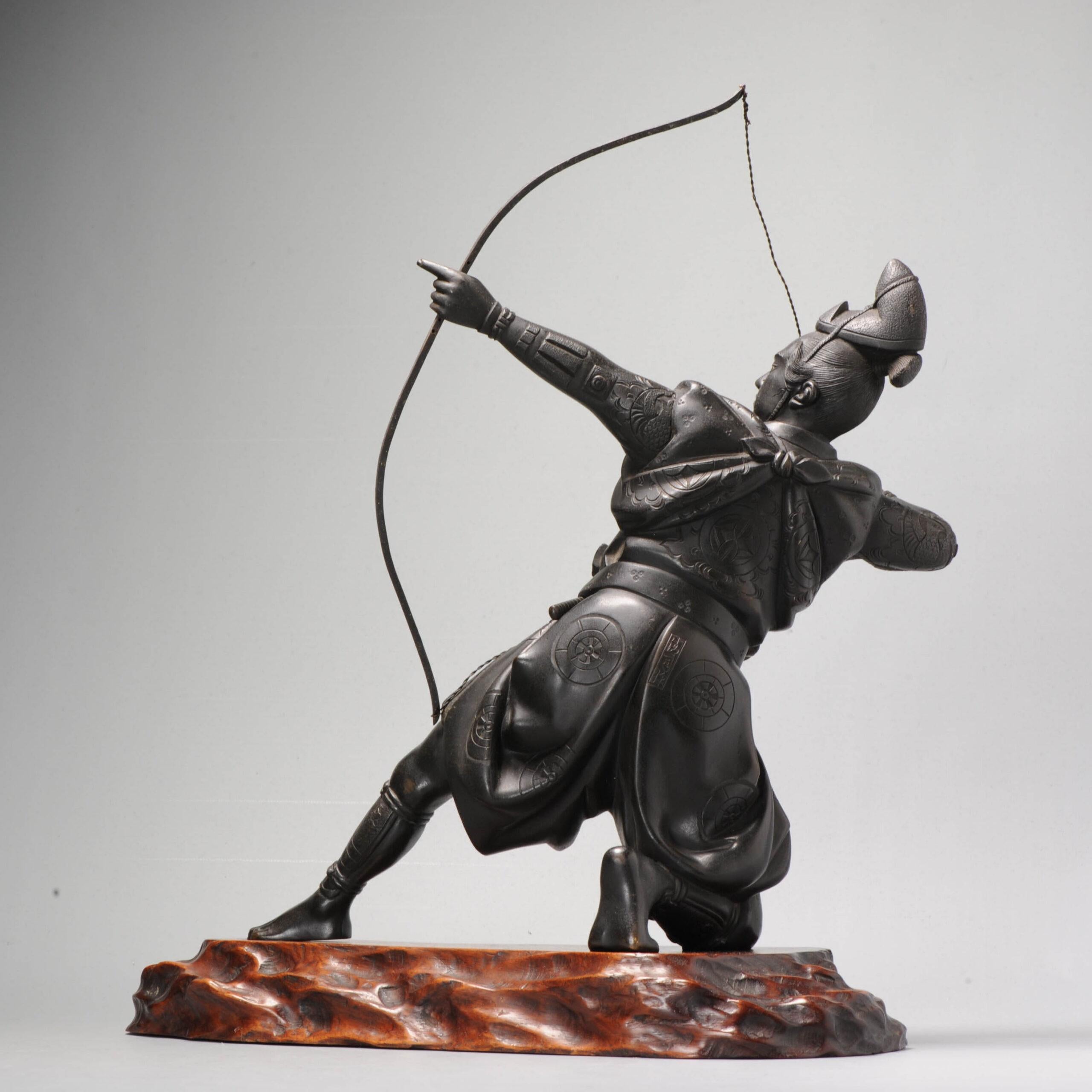 Große Seiji Saku Bronze Archer Figur Statue Japan Meiji Ära (1868-1912) im Angebot 4