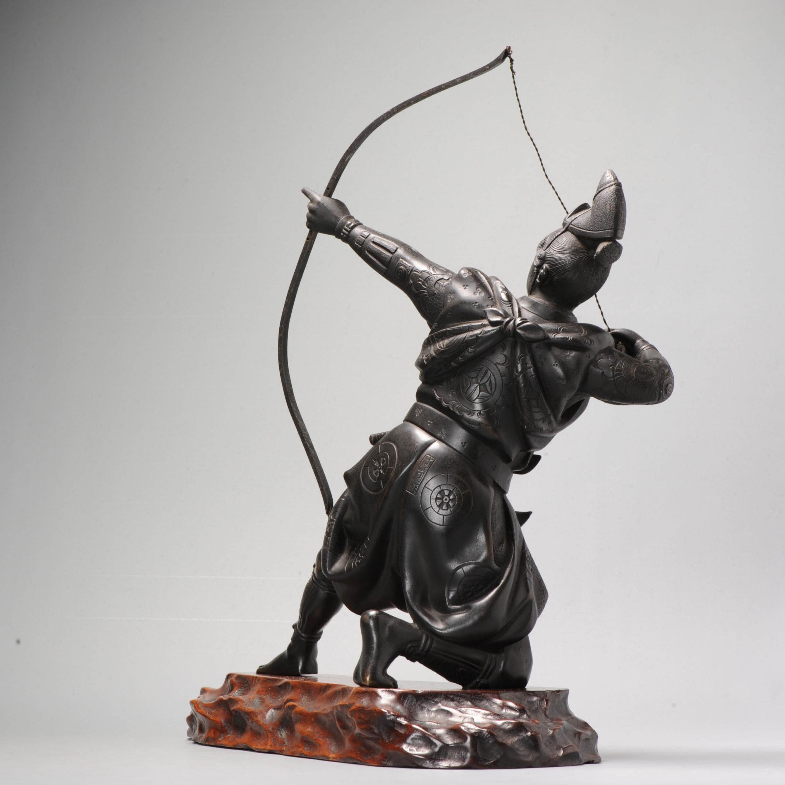 Große Seiji Saku Bronze Archer Figur Statue Japan Meiji Ära (1868-1912) im Angebot 5