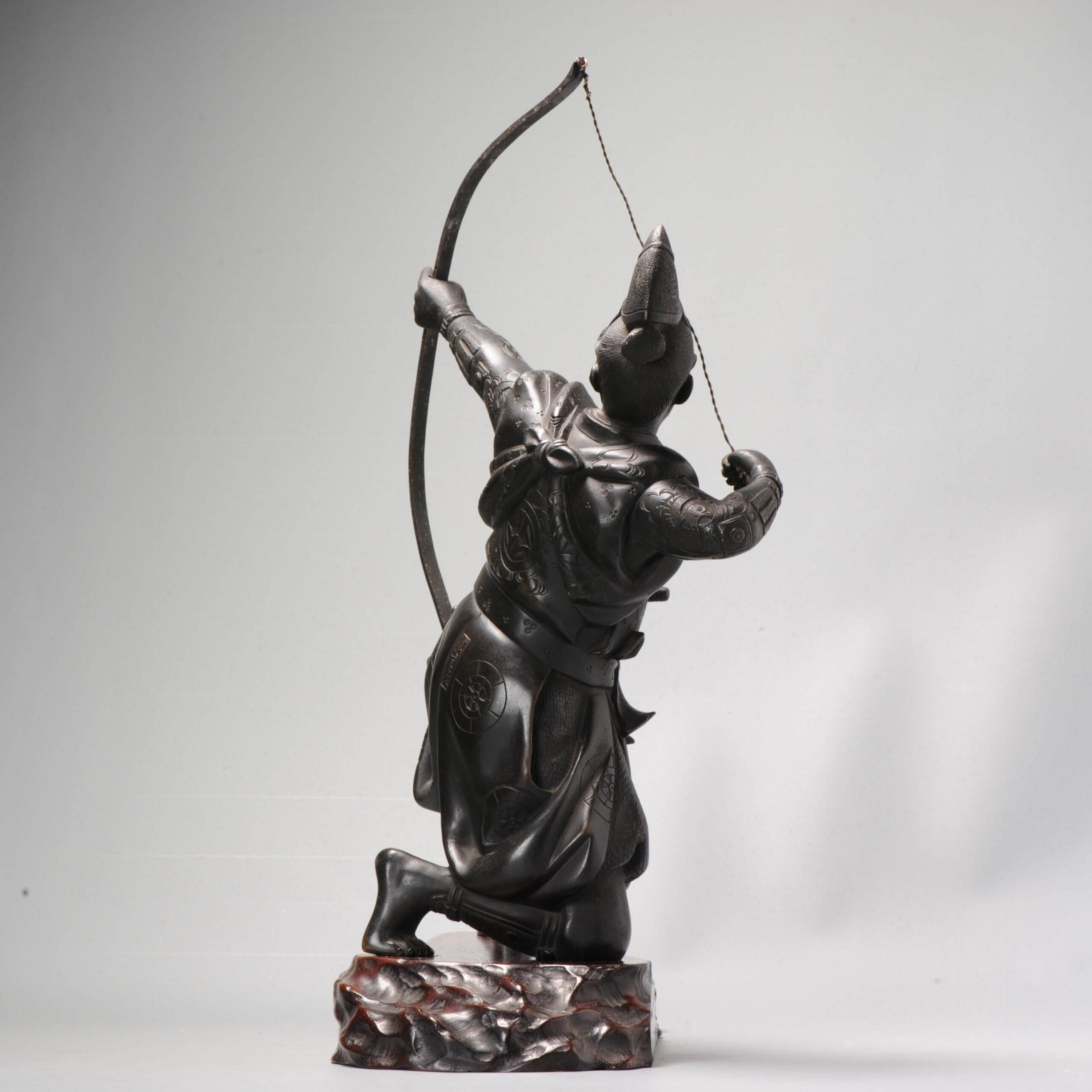 Große Seiji Saku Bronze Archer Figur Statue Japan Meiji Ära (1868-1912) im Angebot 6