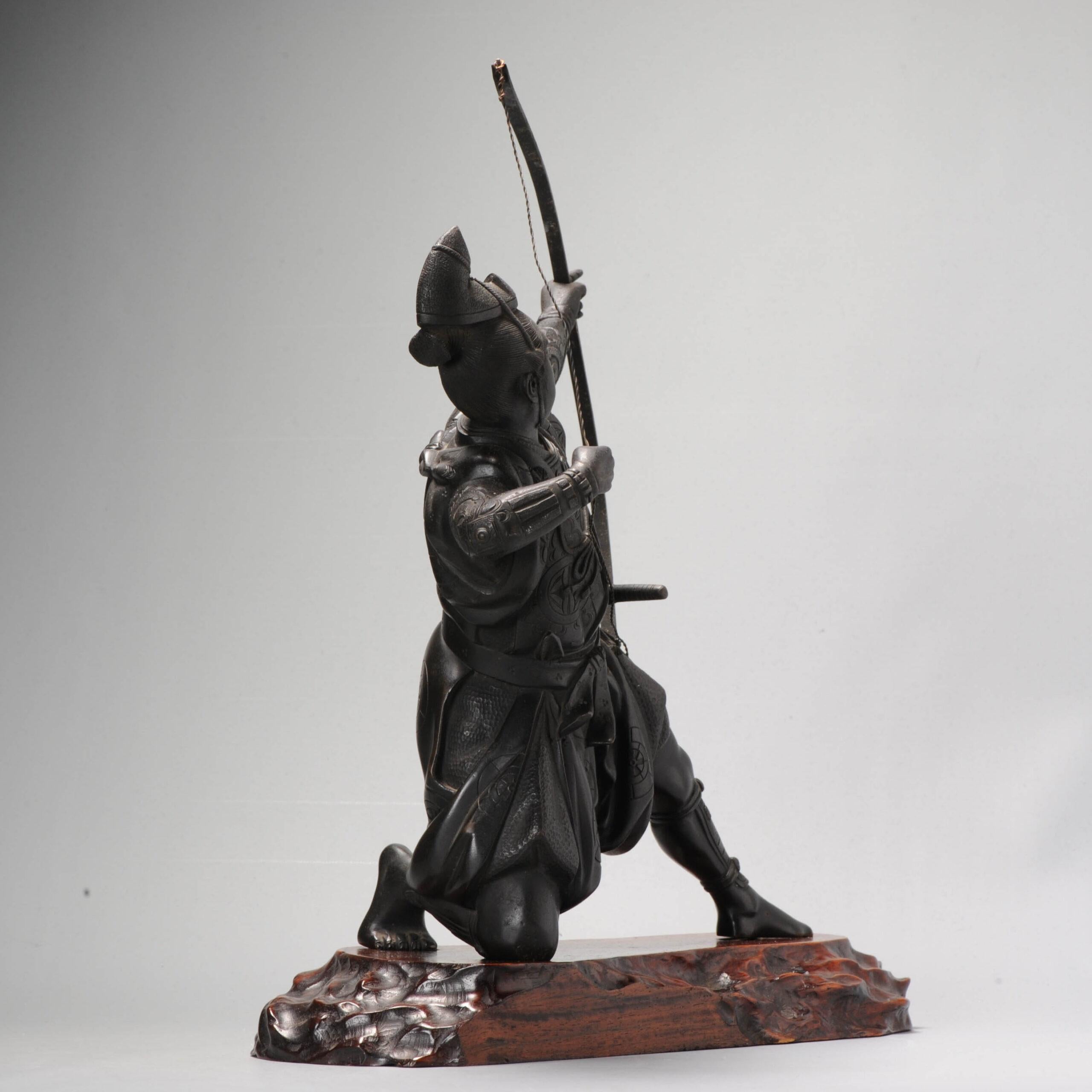 Große Seiji Saku Bronze Archer Figur Statue Japan Meiji Ära (1868-1912) im Angebot 7