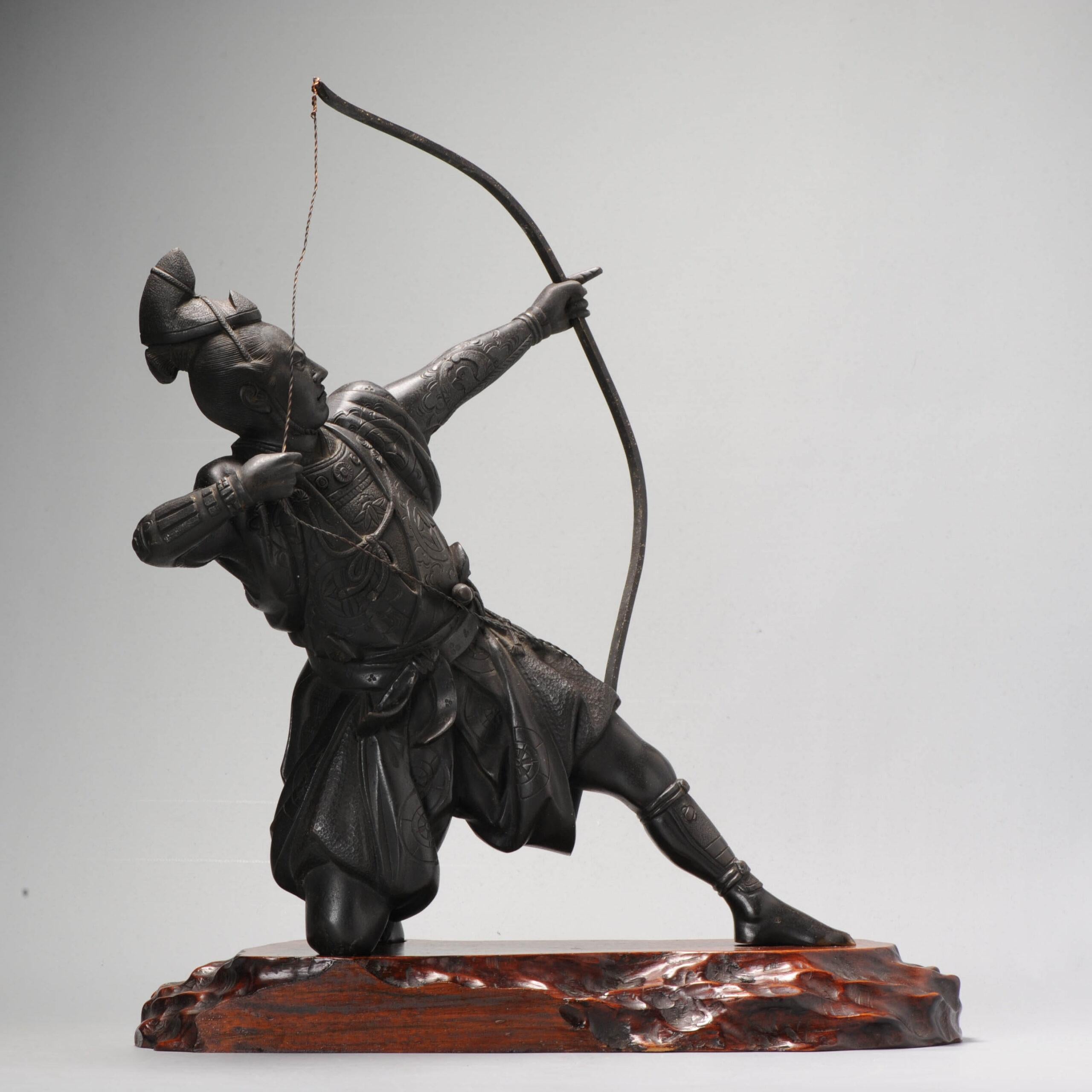 Große Seiji Saku Bronze Archer Figur Statue Japan Meiji Ära (1868-1912) im Angebot 9