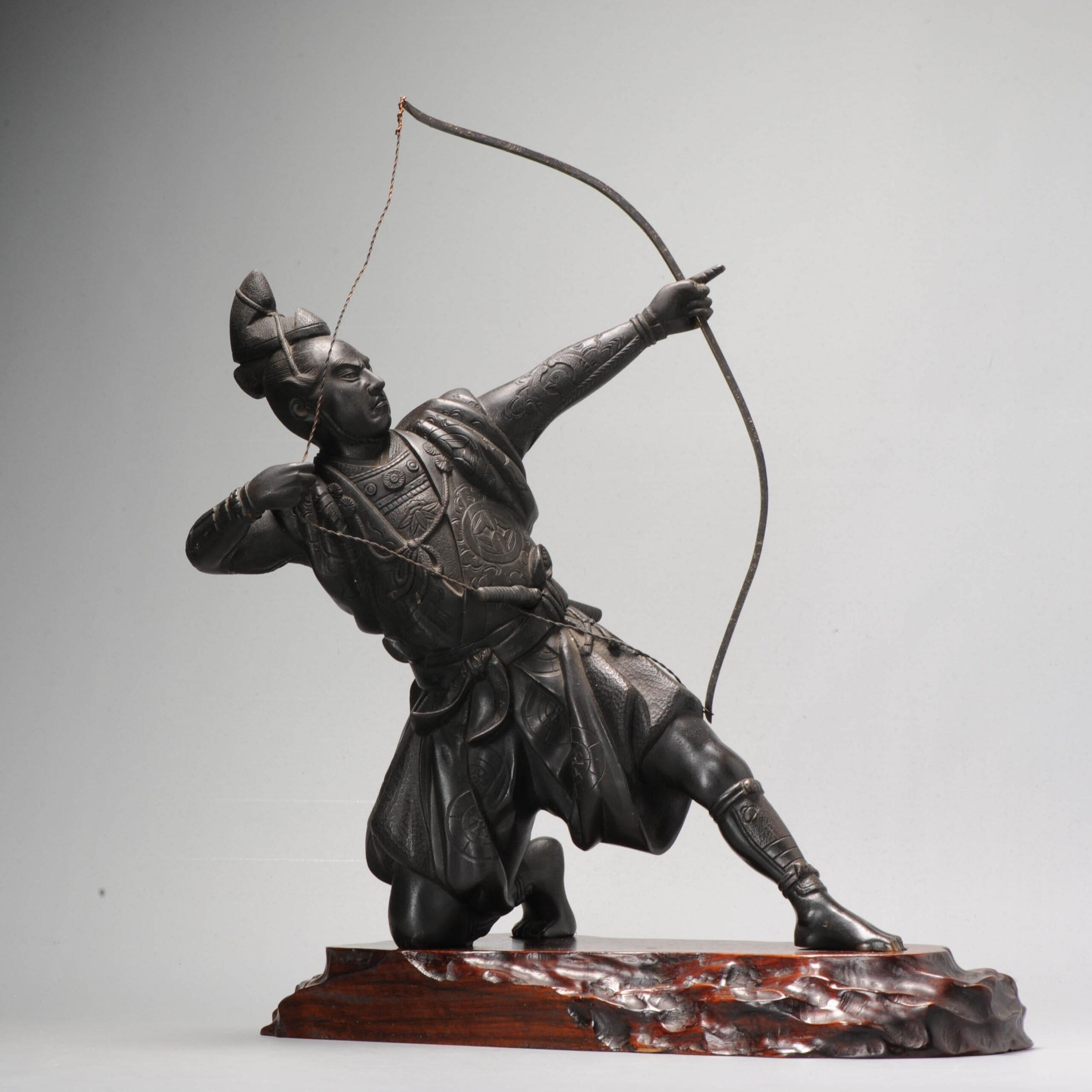Große Seiji Saku Bronze Archer Figur Statue Japan Meiji Ära (1868-1912) im Angebot 10