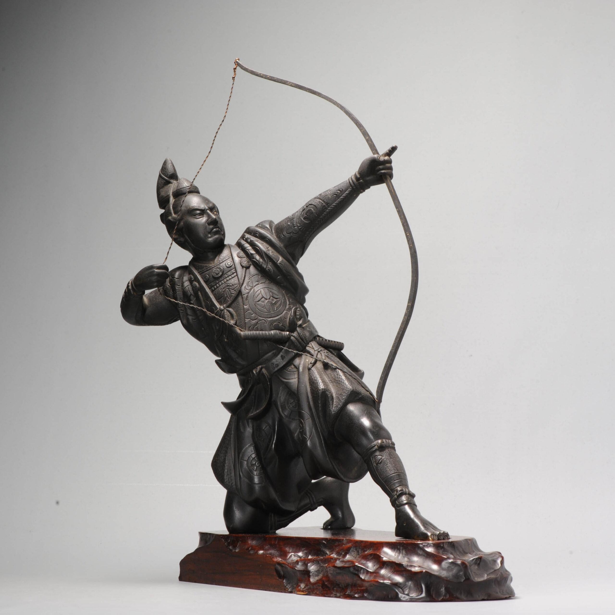 Große Seiji Saku Bronze Archer Figur Statue Japan Meiji Ära (1868-1912) im Angebot 11