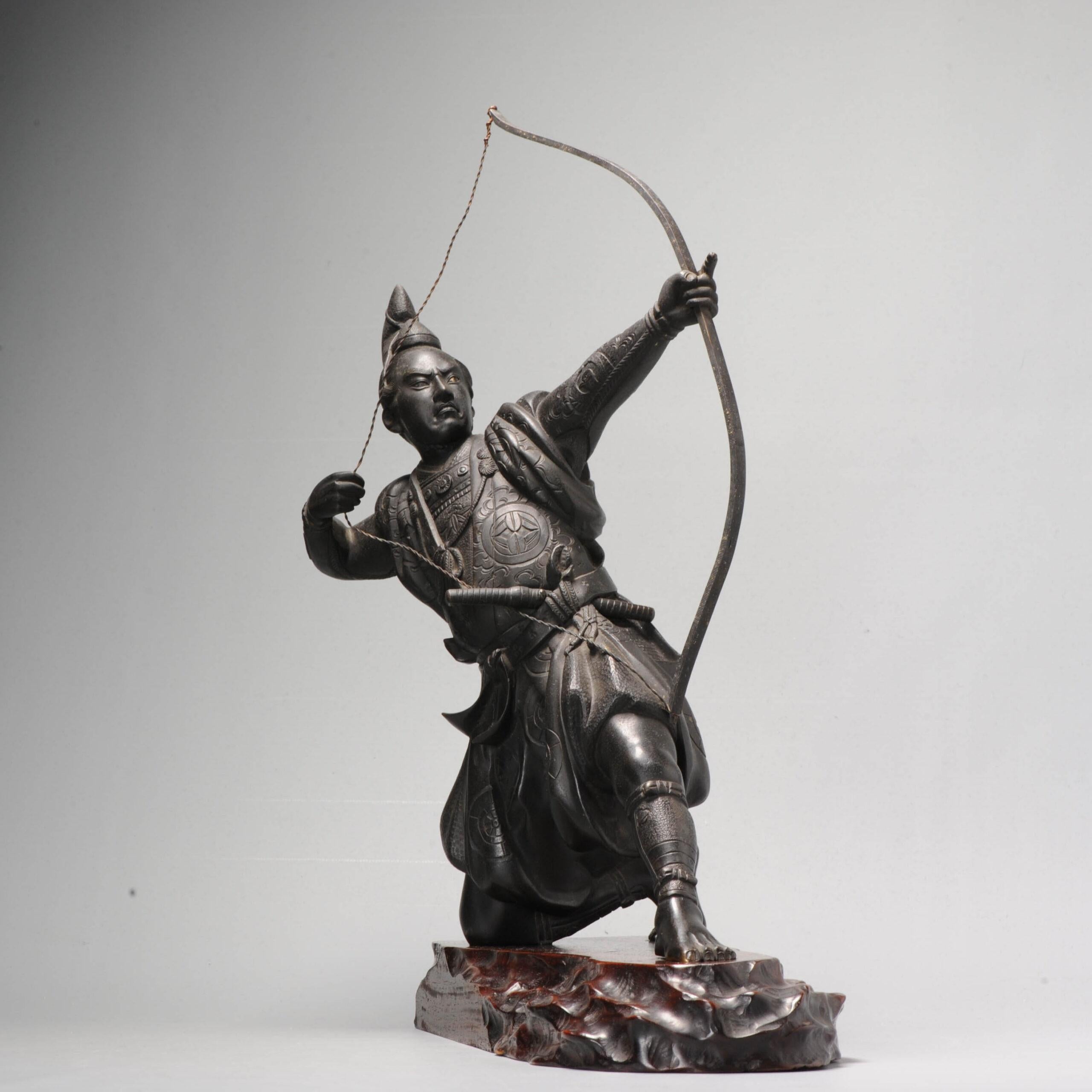 Große Seiji Saku Bronze Archer Figur Statue Japan Meiji Ära (1868-1912) im Angebot 12