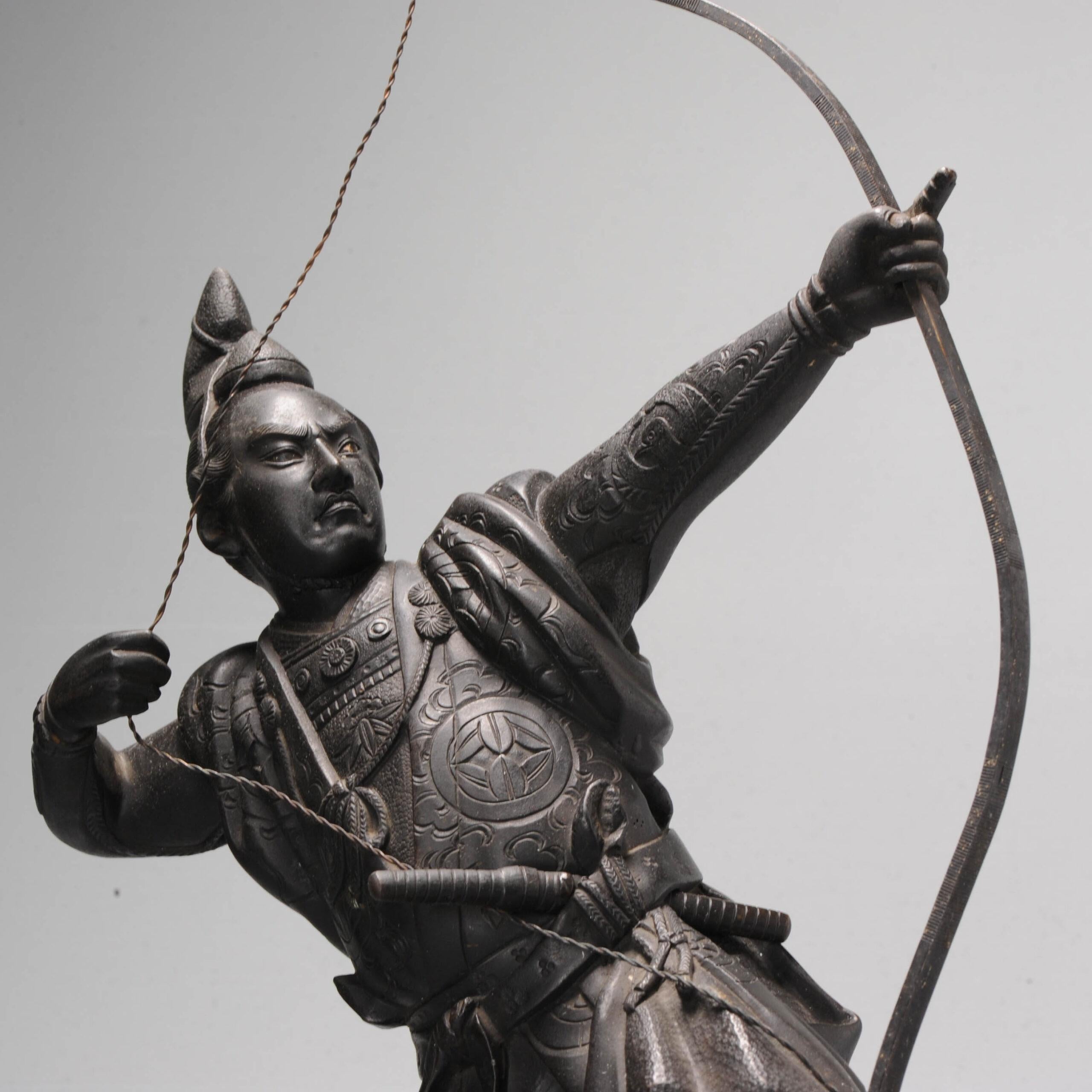 Große Seiji Saku Bronze Archer Figur Statue Japan Meiji Ära (1868-1912) im Angebot 13