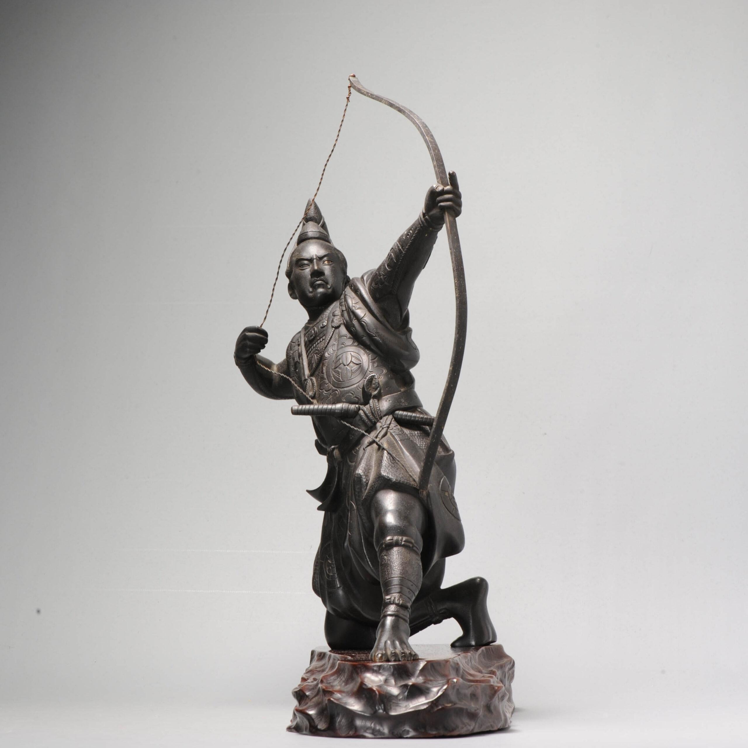 Metal Large Seiji Saku Bronze Archer Figure Statue Japan Meiji era (1868-1912) For Sale