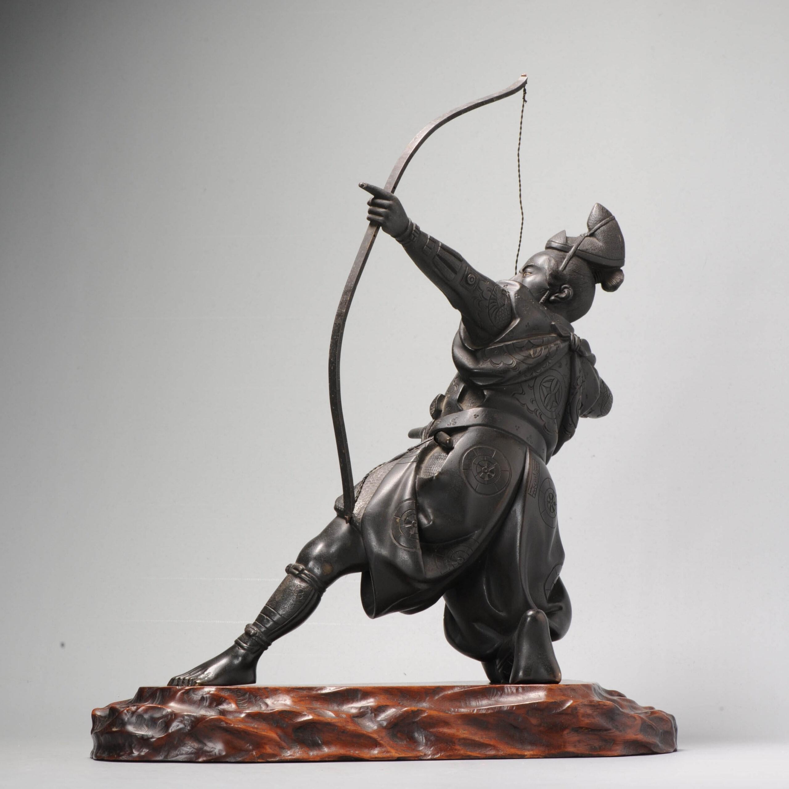 Große Seiji Saku Bronze Archer Figur Statue Japan Meiji Ära (1868-1912) im Angebot 2