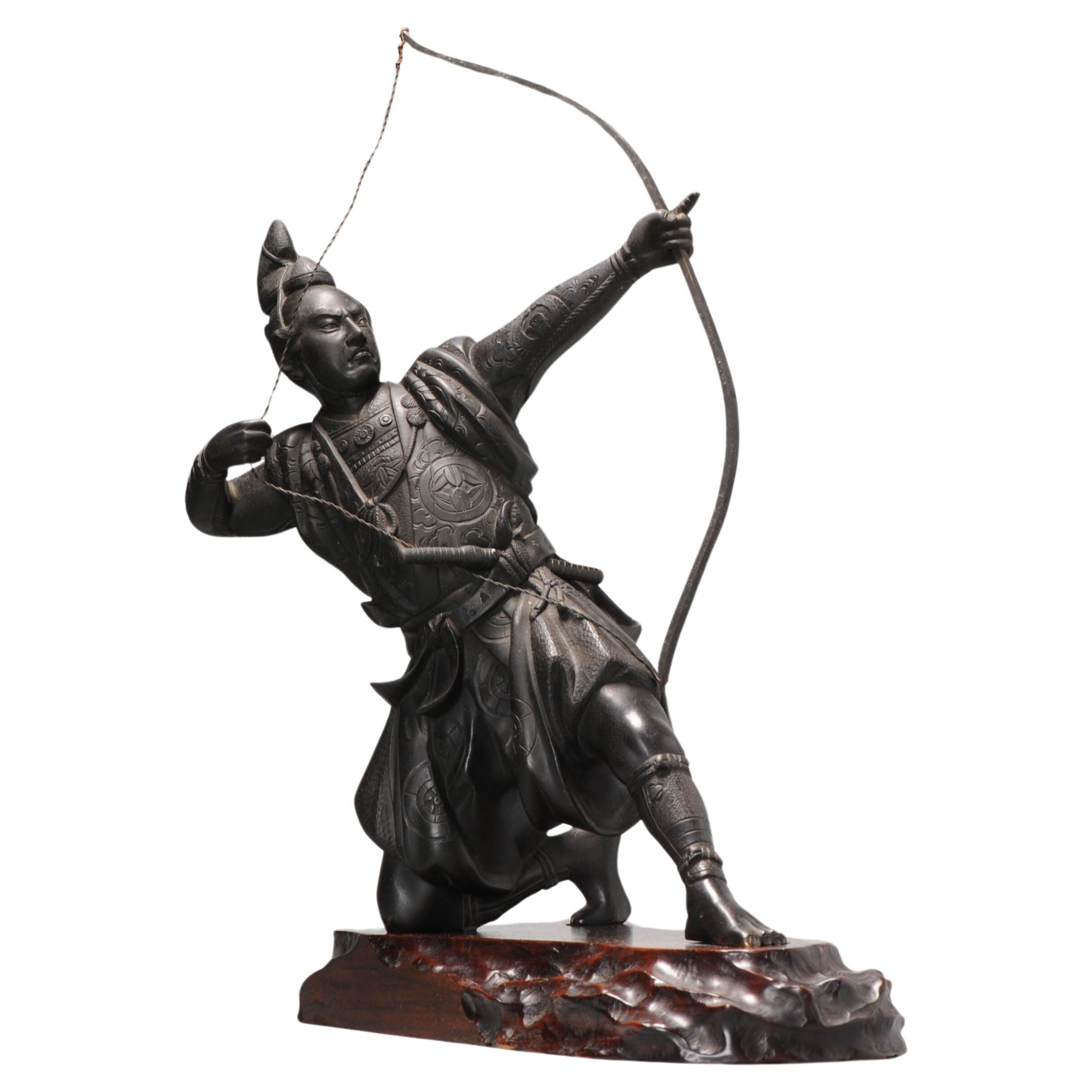 Große Seiji Saku Bronze Archer Figur Statue Japan Meiji Ära (1868-1912)