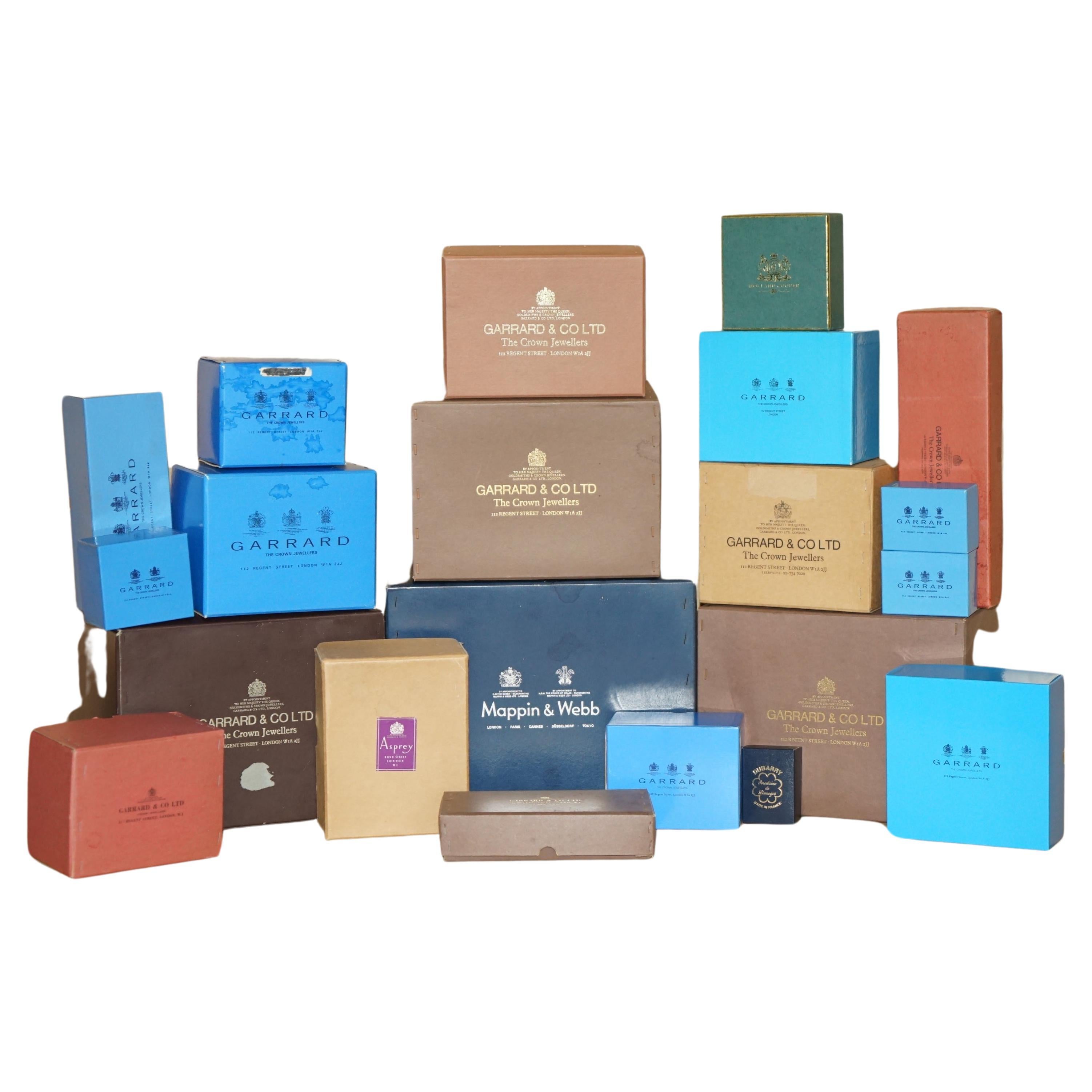LARGE SELECTION OF ANTIQUE & VINTAGE ASPREY GARRARD & CO SHOP DISPLAY BOXEs