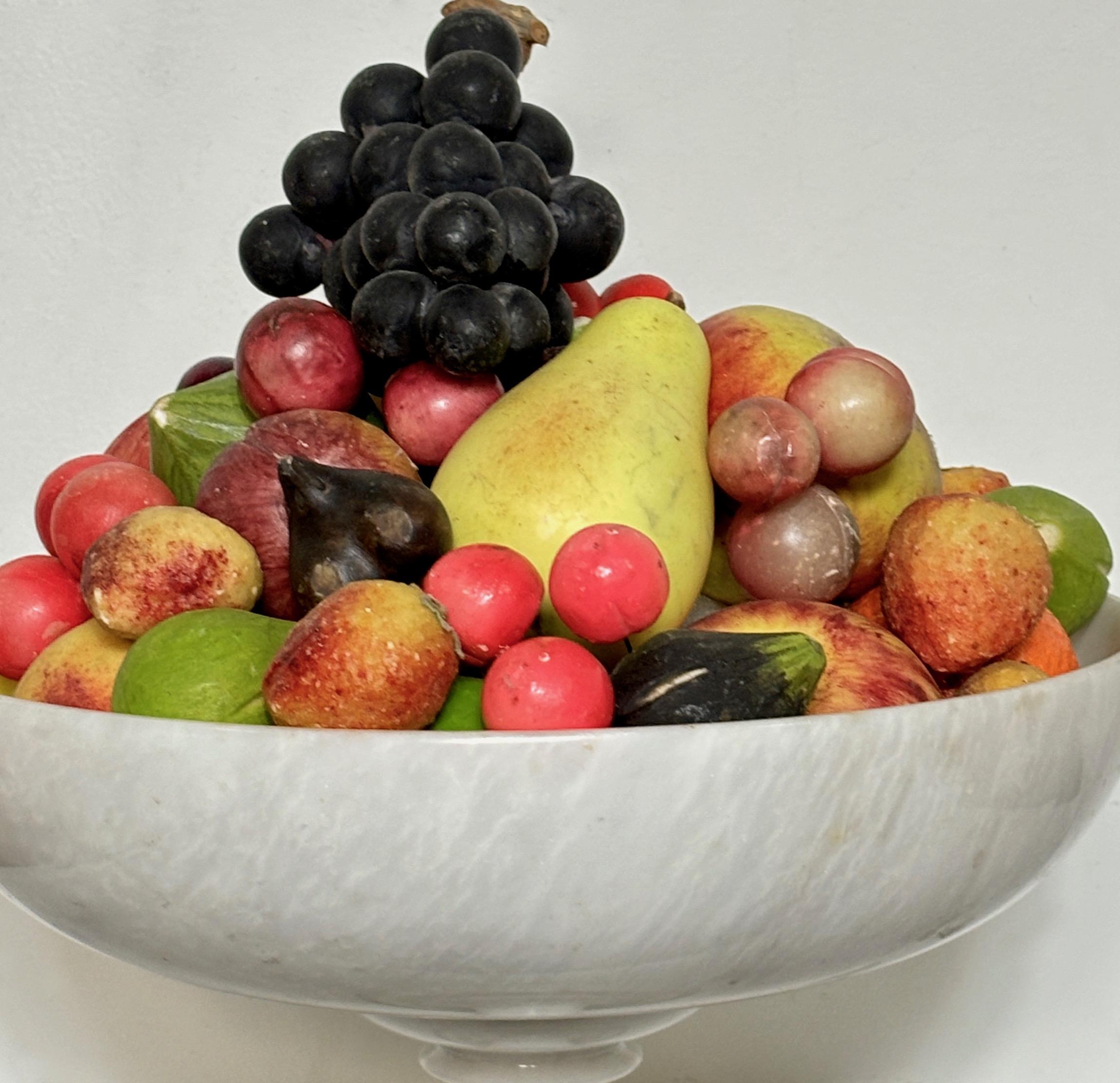 Folk Art Large Selection of Italian Carved and Painted Stone Fruit
