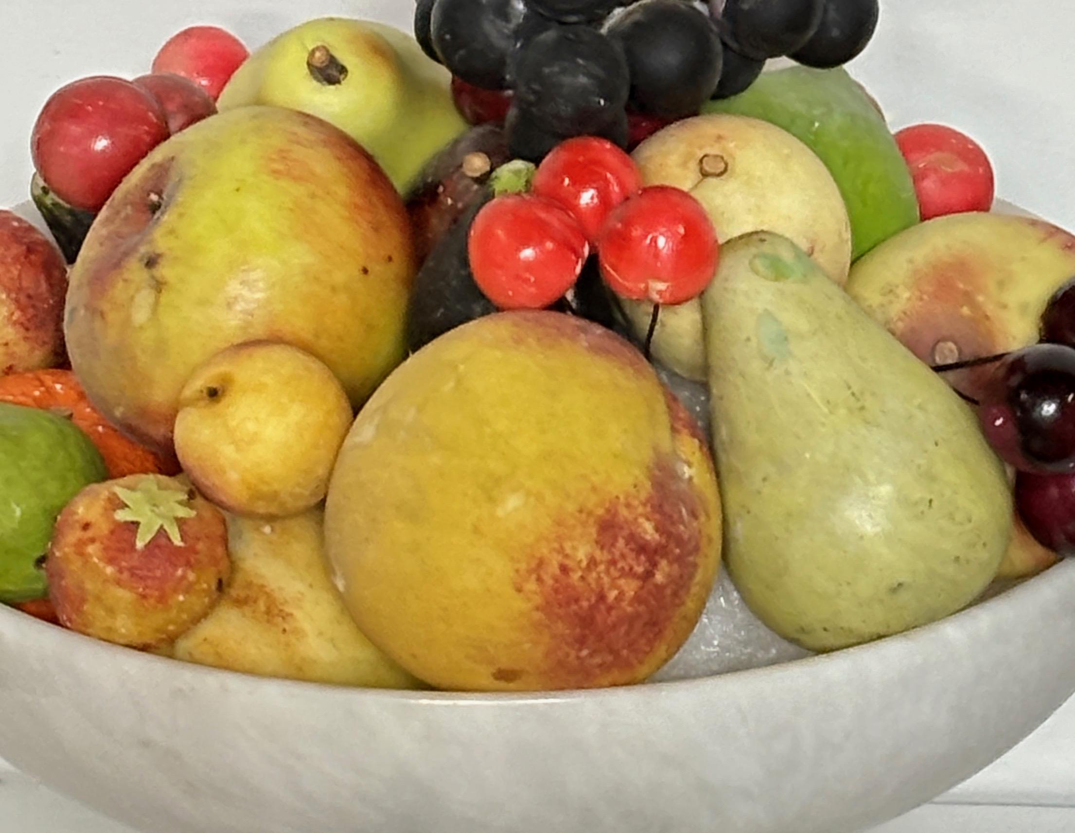 20th Century Large Selection of Italian Carved and Painted Stone Fruit