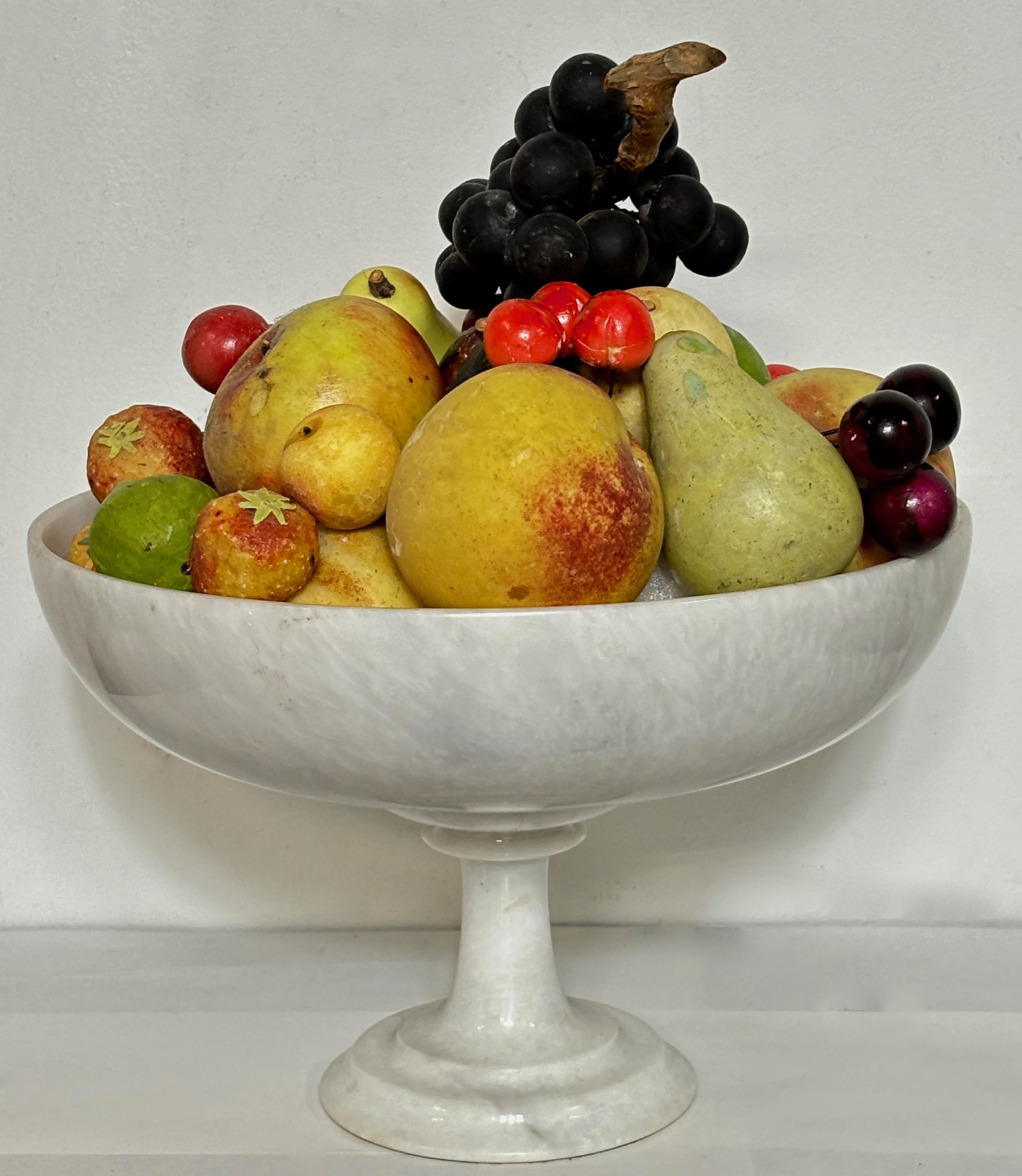 Alabaster Large Selection of Italian Carved and Painted Stone Fruit