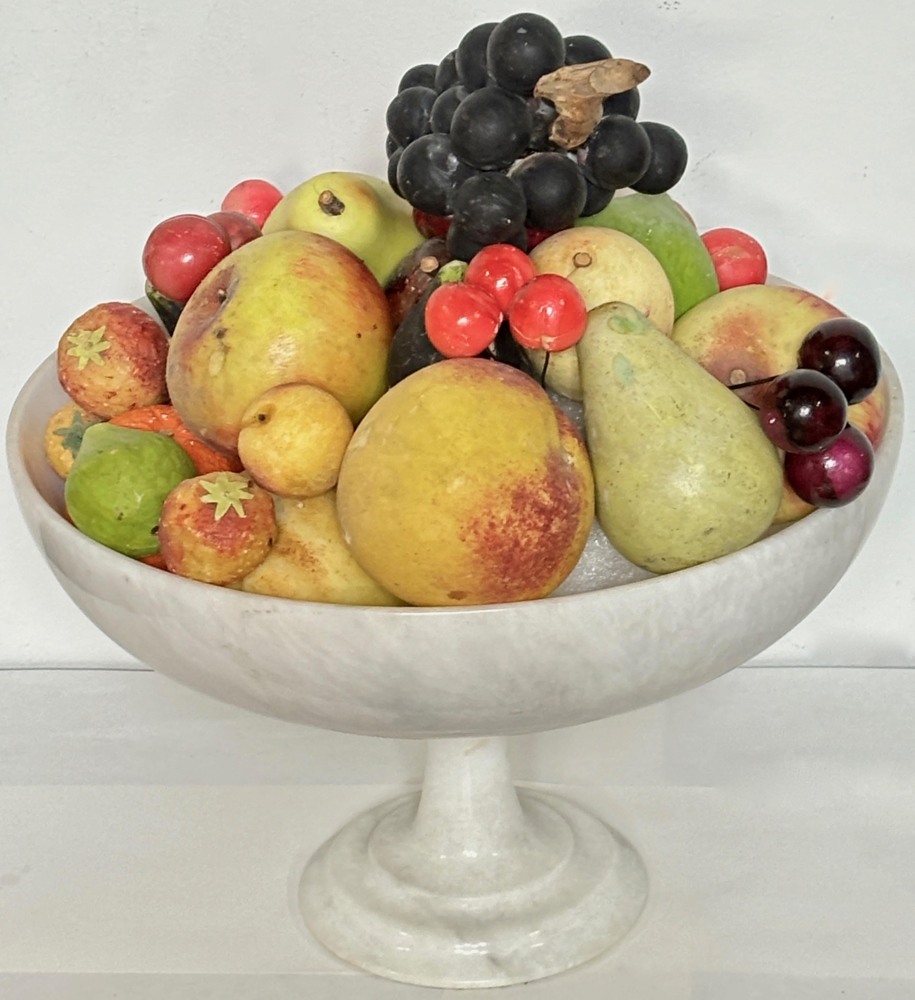 Large Selection of Italian Carved and Painted Stone Fruit 1