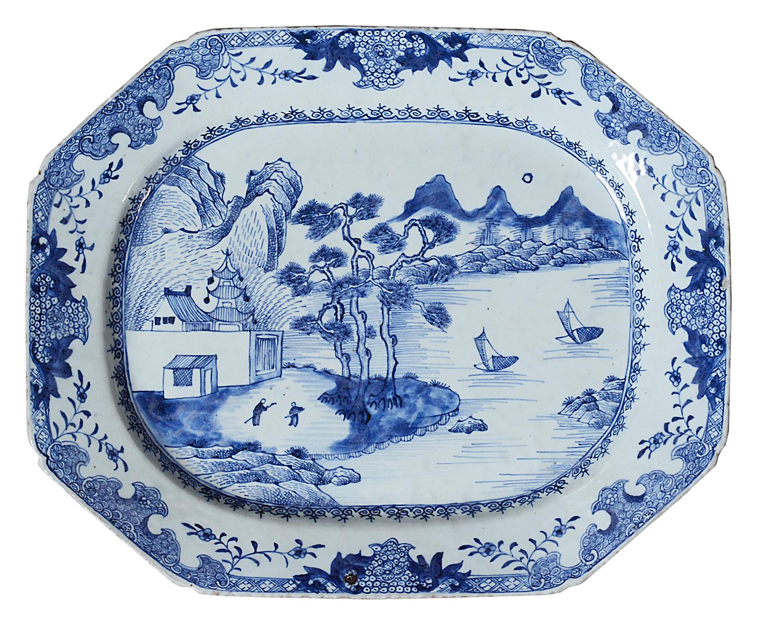 Chinese Export Large Selection of Twelve Chinese 18th Century Blue and White Nanking Platers