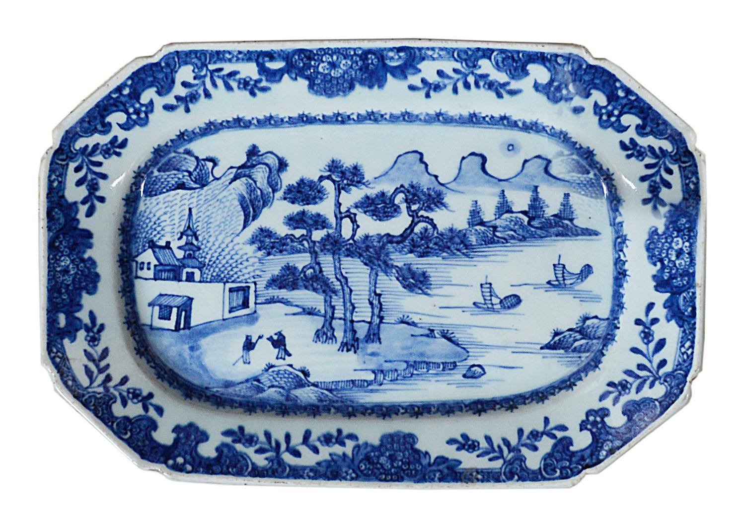 Hand-Painted Large Selection of Twelve Chinese 18th Century Blue and White Nanking Platers