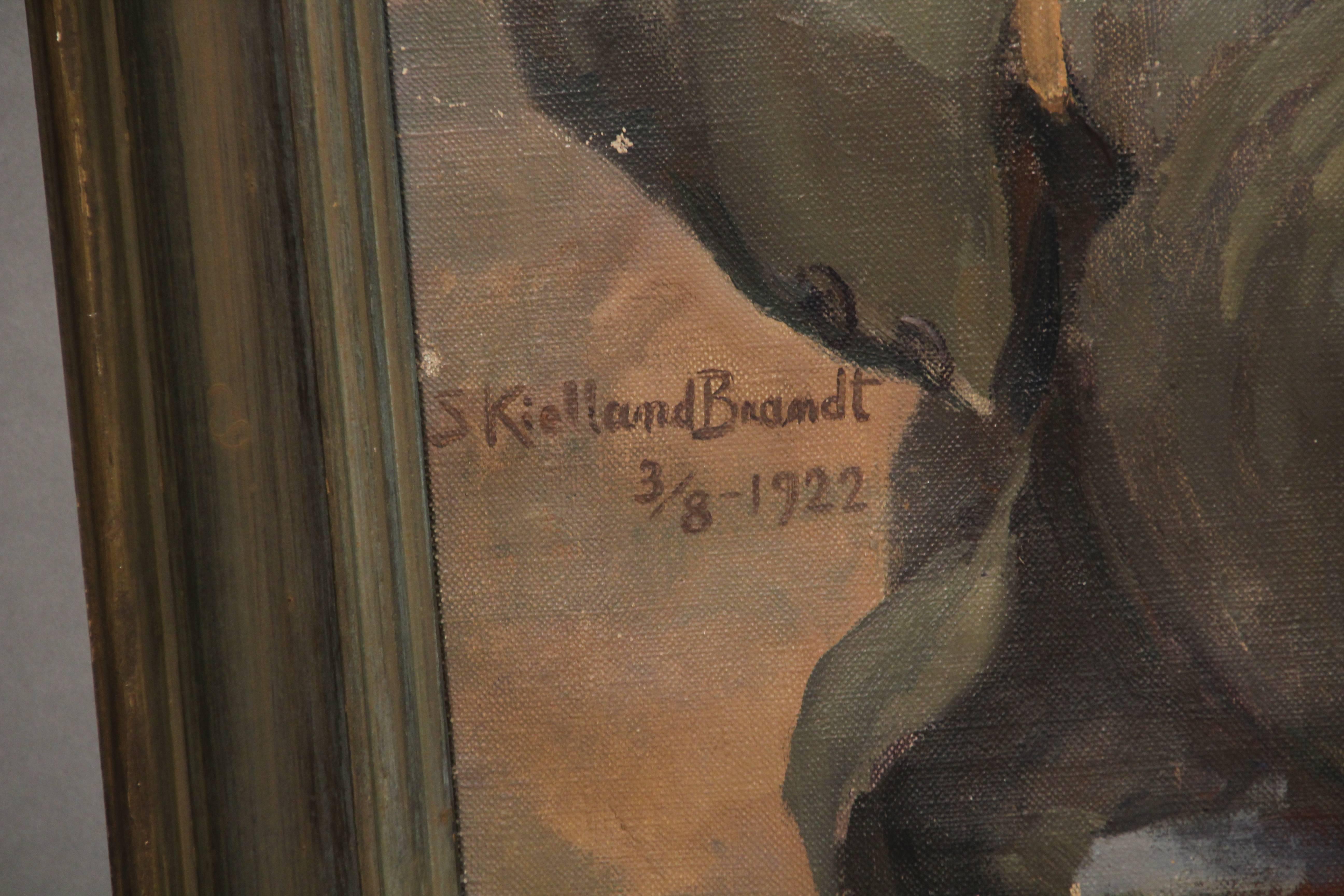 Large Self Portrait Painted by Sigurd Kielland Brandt, 1922 In Good Condition In Pasadena, CA