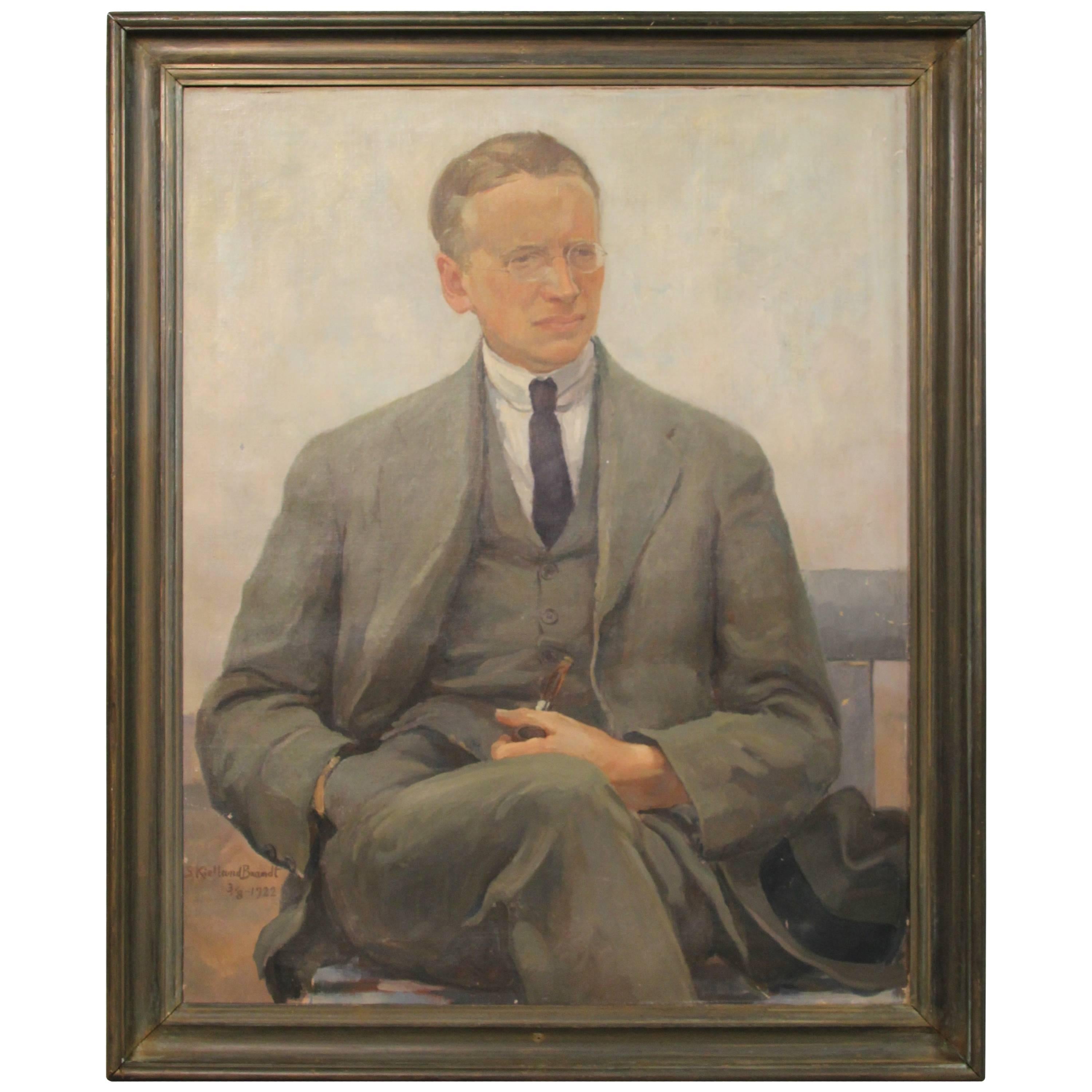 Large Self Portrait Painted by Sigurd Kielland Brandt, 1922
