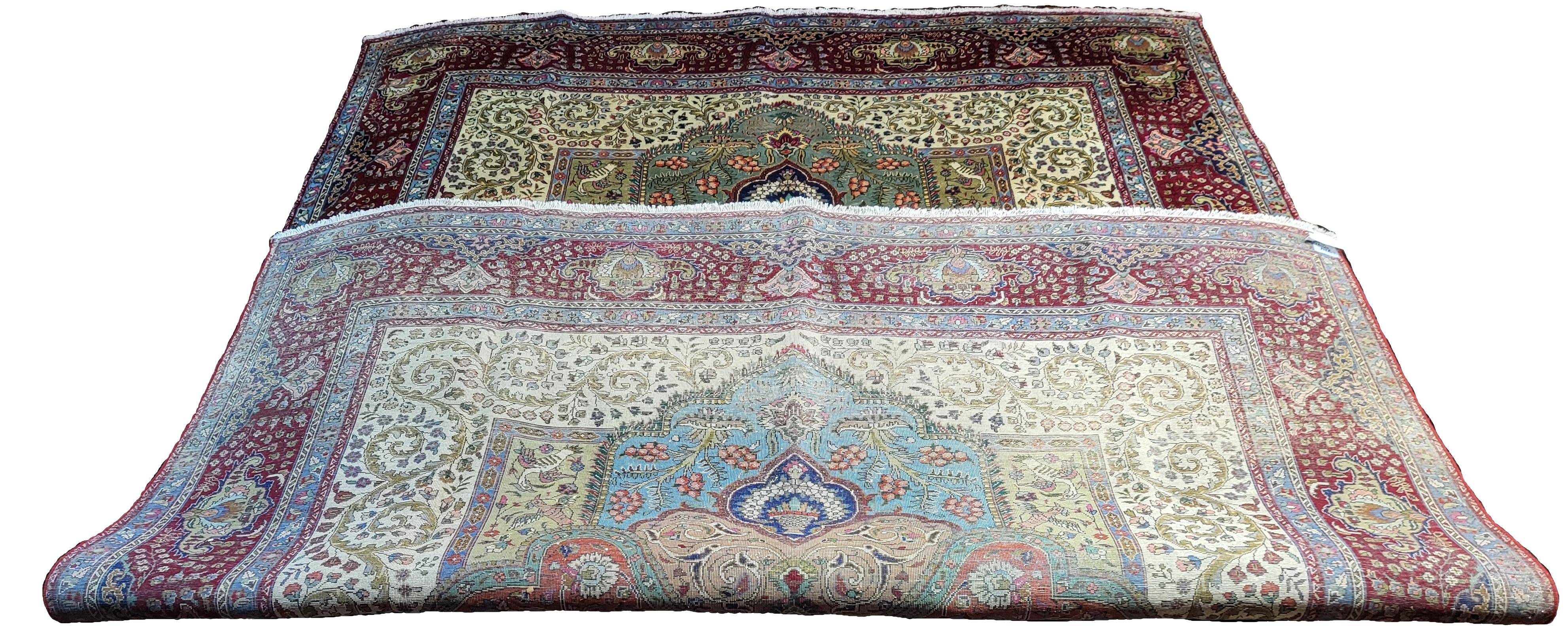 Large Semi Antique Persian Tabriz - One of a Kind Design In Good Condition For Sale In Blacksburg, VA