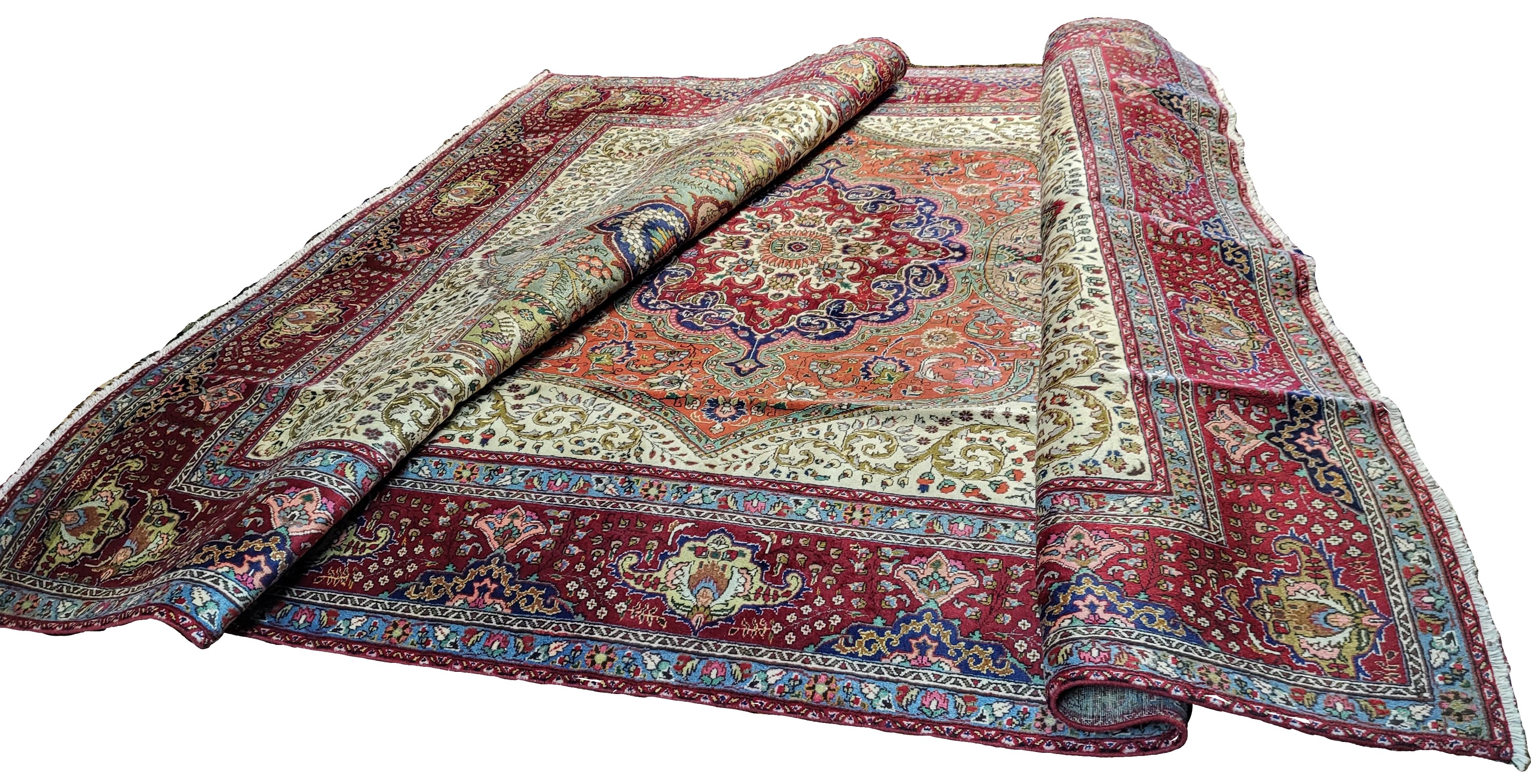 20th Century Large Semi Antique Persian Tabriz - One of a Kind Design For Sale