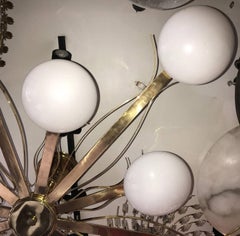 Large Semi Flush Gilt Bronze Light Fixture