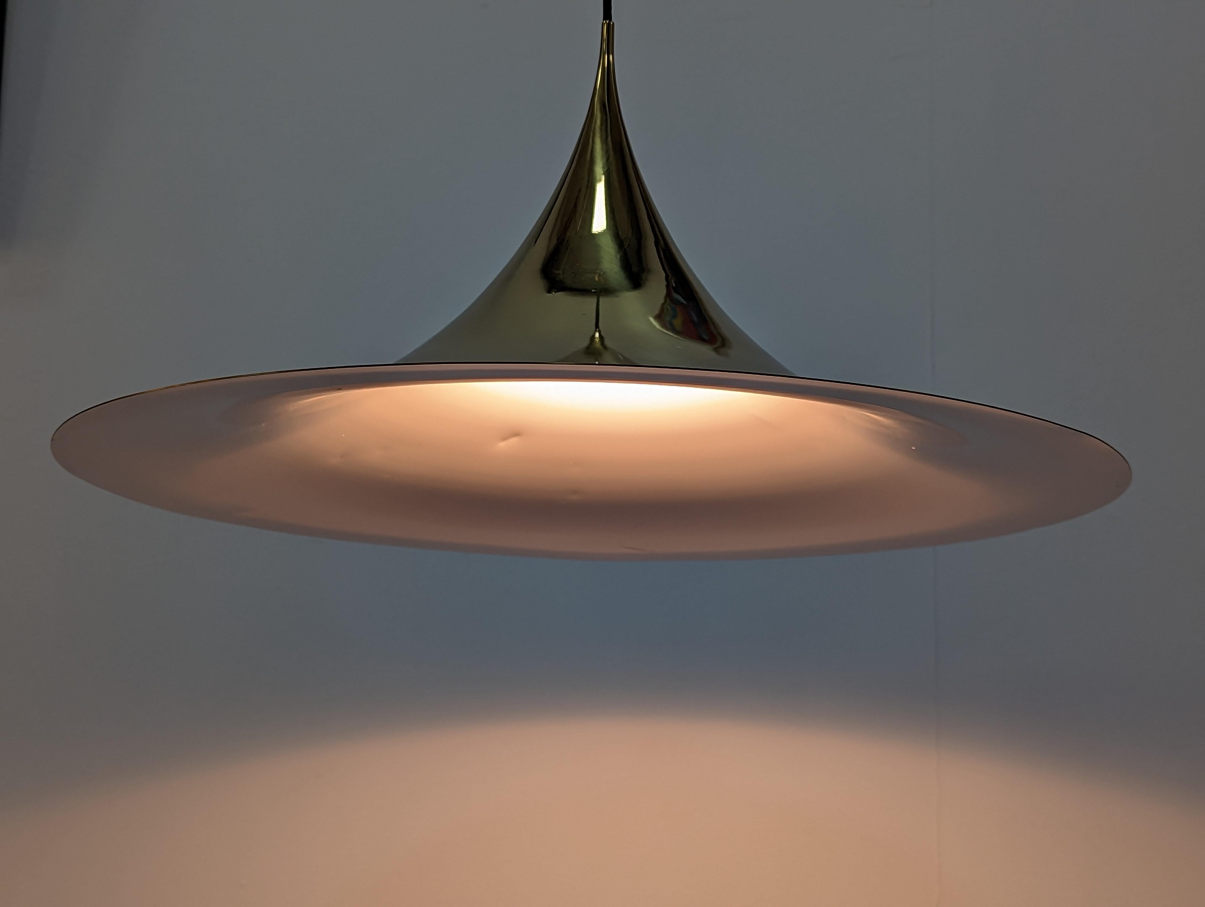 Large Semi Pendant Lamp Brass by Fog & Morup, 1970s In Good Condition For Sale In Benalmadena, ES