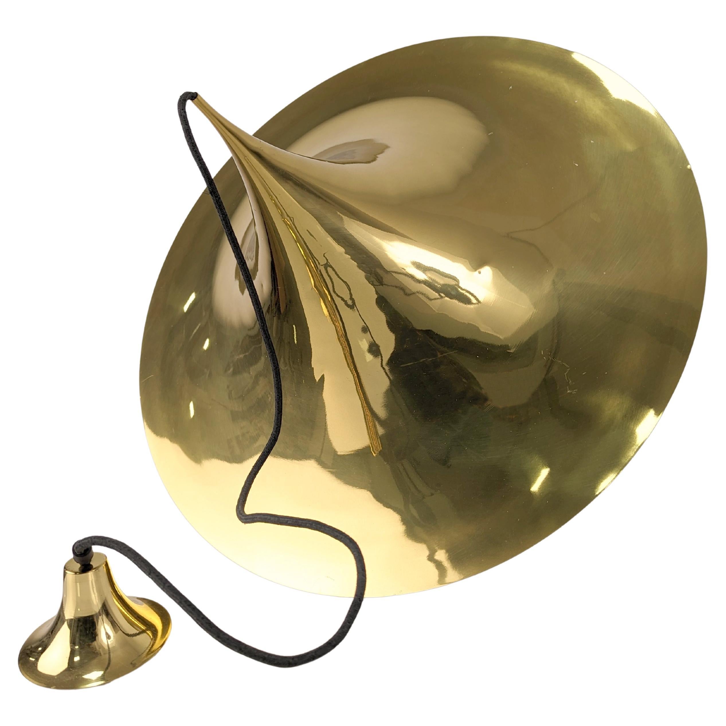 Large Semi Pendant Lamp Brass by Fog & Morup, 1970s