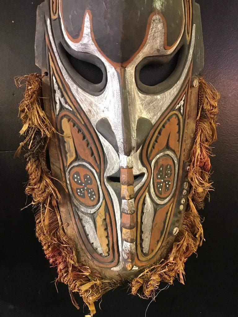 Truly a spectacular piece in Scope and design. Carved by a master wood carver from a single piece of wood and decorated with traditional pigments.

This particular mask is from the collection of famed American writer Gore Vidal who was an avid
