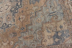Large Serapi Design Rug with Camel Field and Blue Medallion Pattern