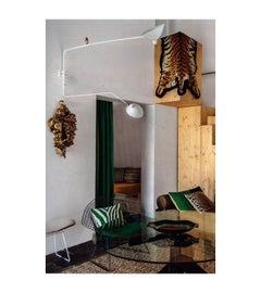 Grande lampe murale « Appliqué Deux Bras Pivotants Un Courbe » de Serge Mouille en blanc