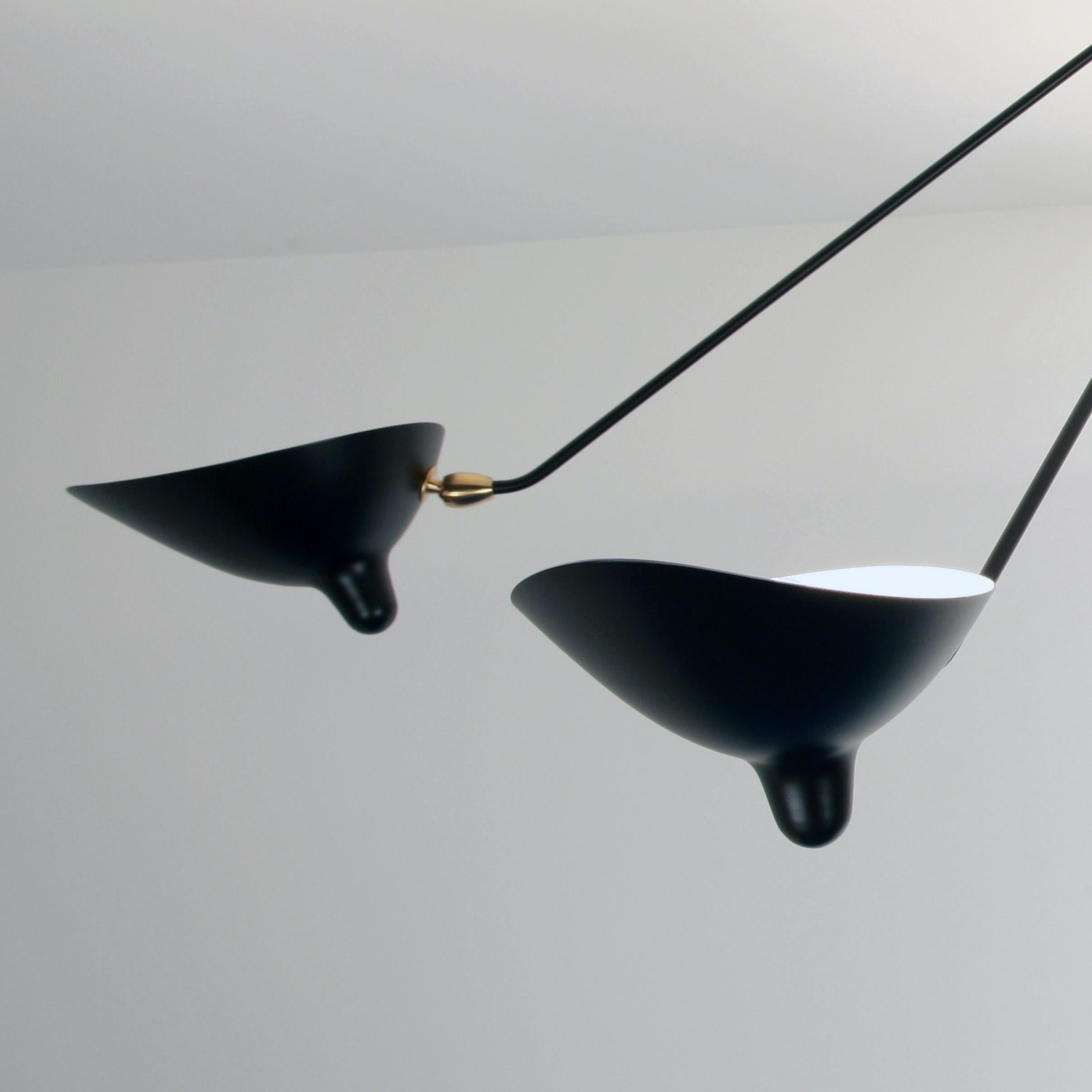 French Large Serge Mouille 'Plafonnier Araignée 5 Bras Fixes' Ceiling Lamp in Black For Sale