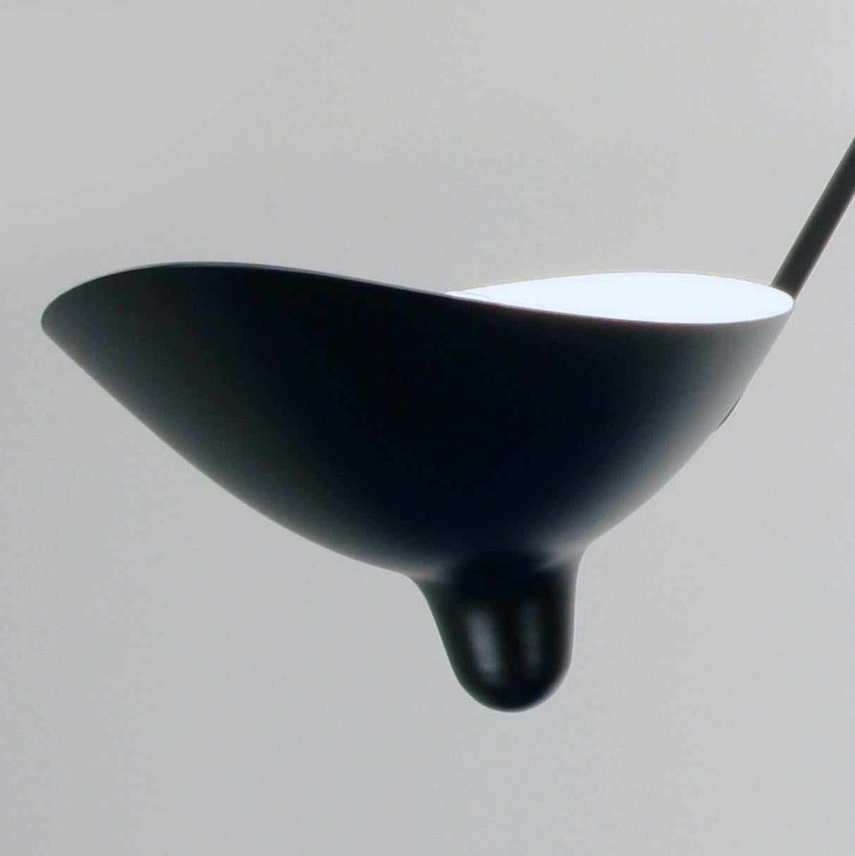 Painted Large Serge Mouille 'Plafonnier Araignée 5 Bras Fixes' Ceiling Lamp in Black For Sale