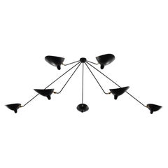 Large Serge Mouille 'Plafonnier Araignée 7 Bras Fixes' Ceiling Lamp in Black